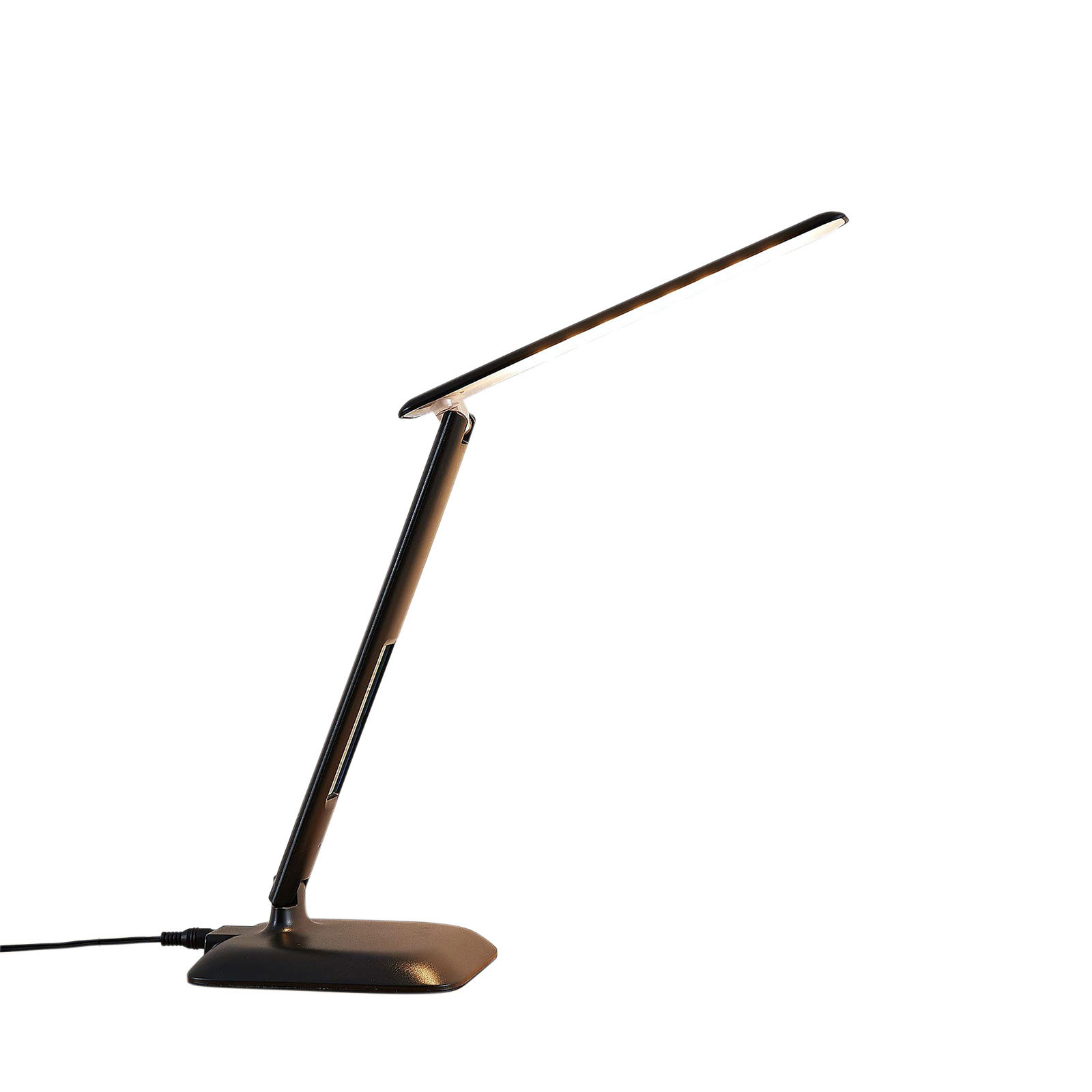 Lindby Ludmilla stolová LED lampa, displej, čierna