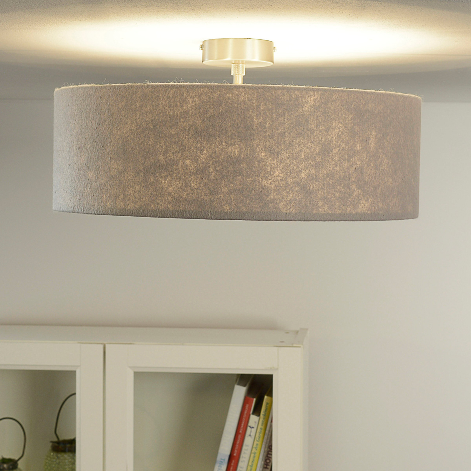 Quitani Gala ceiling light, Ø 50 cm, grey felt shade