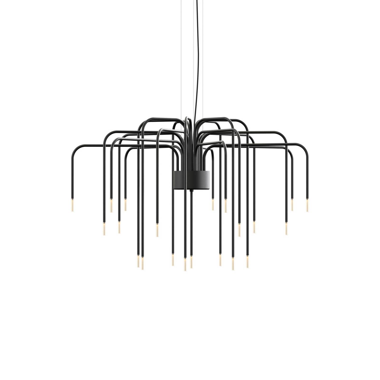 Karman LED-Hängelampe BOOM, schwarz, Metall, Ø 90 cm 22-flg.