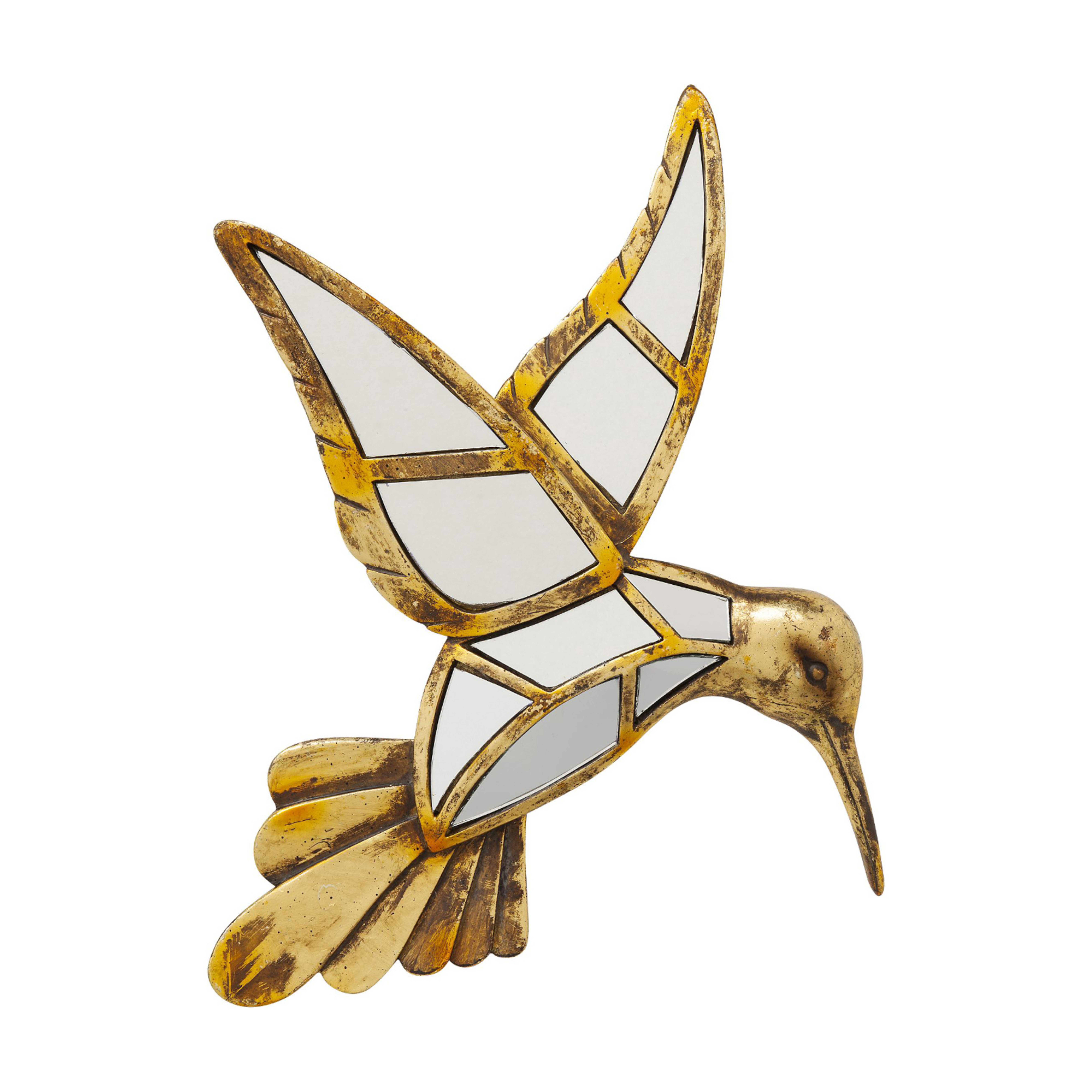Lustro ścienne KARE Hummingbird, polyresin, szkło, złoto