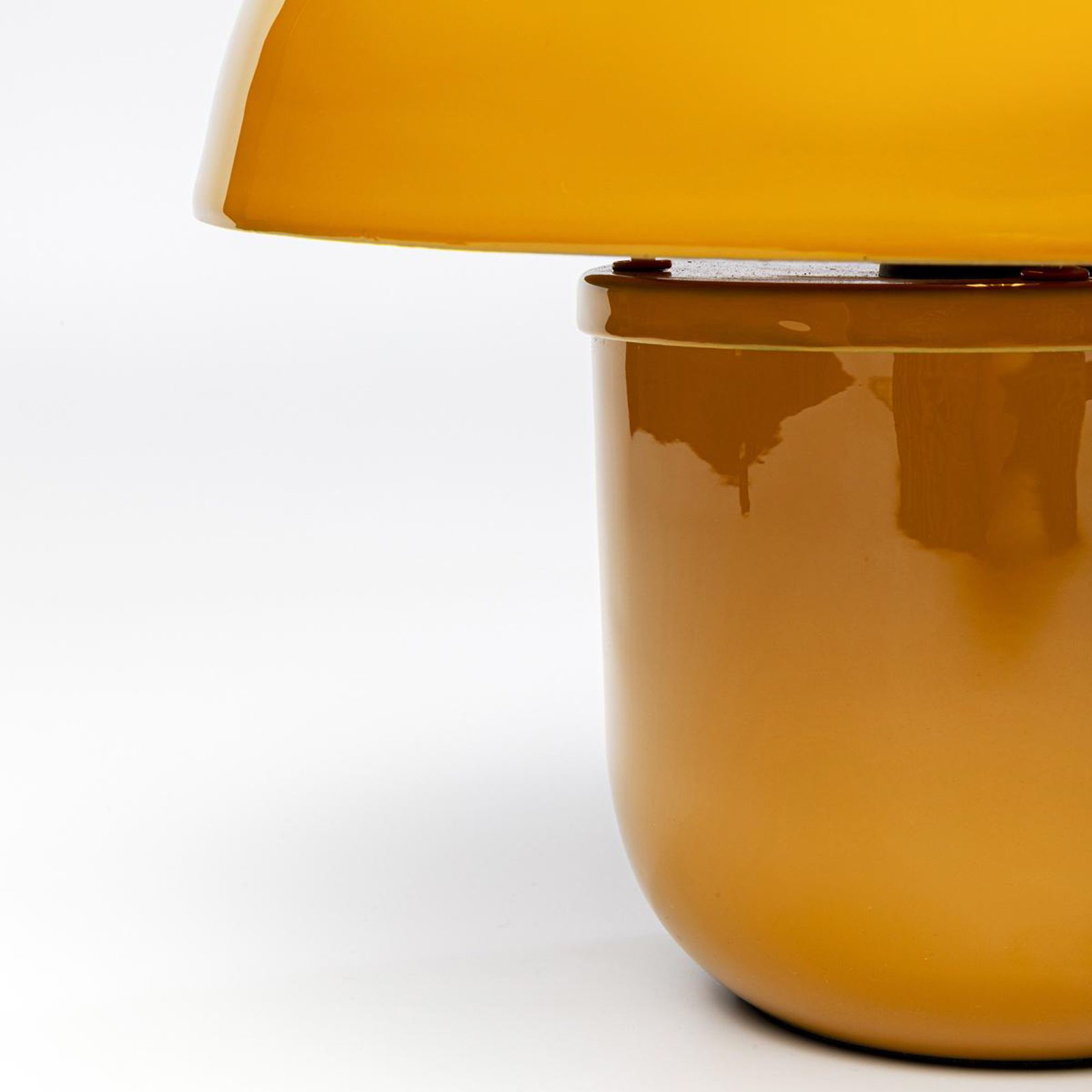 KARE Lampe de table Mushroom, jaune, acier émaillé, hauteur 27 cm