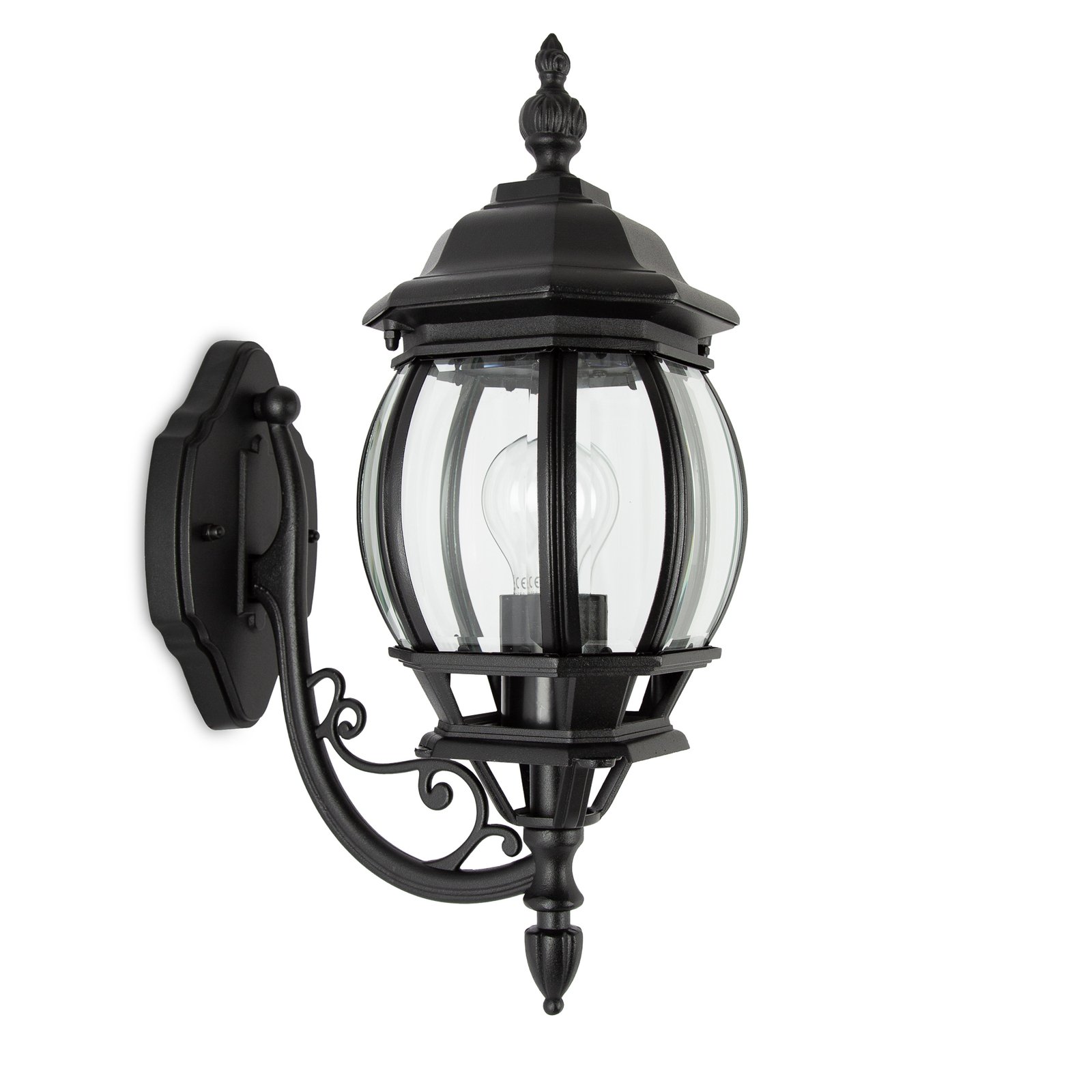 Outdoor wall lamp Andrew crystal glass standing black