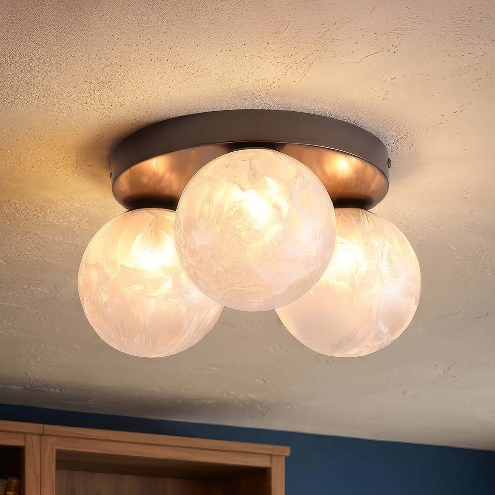 Lampa sufitowa Frosty, 3-punktowa, brązowa, szkło matowe, G9