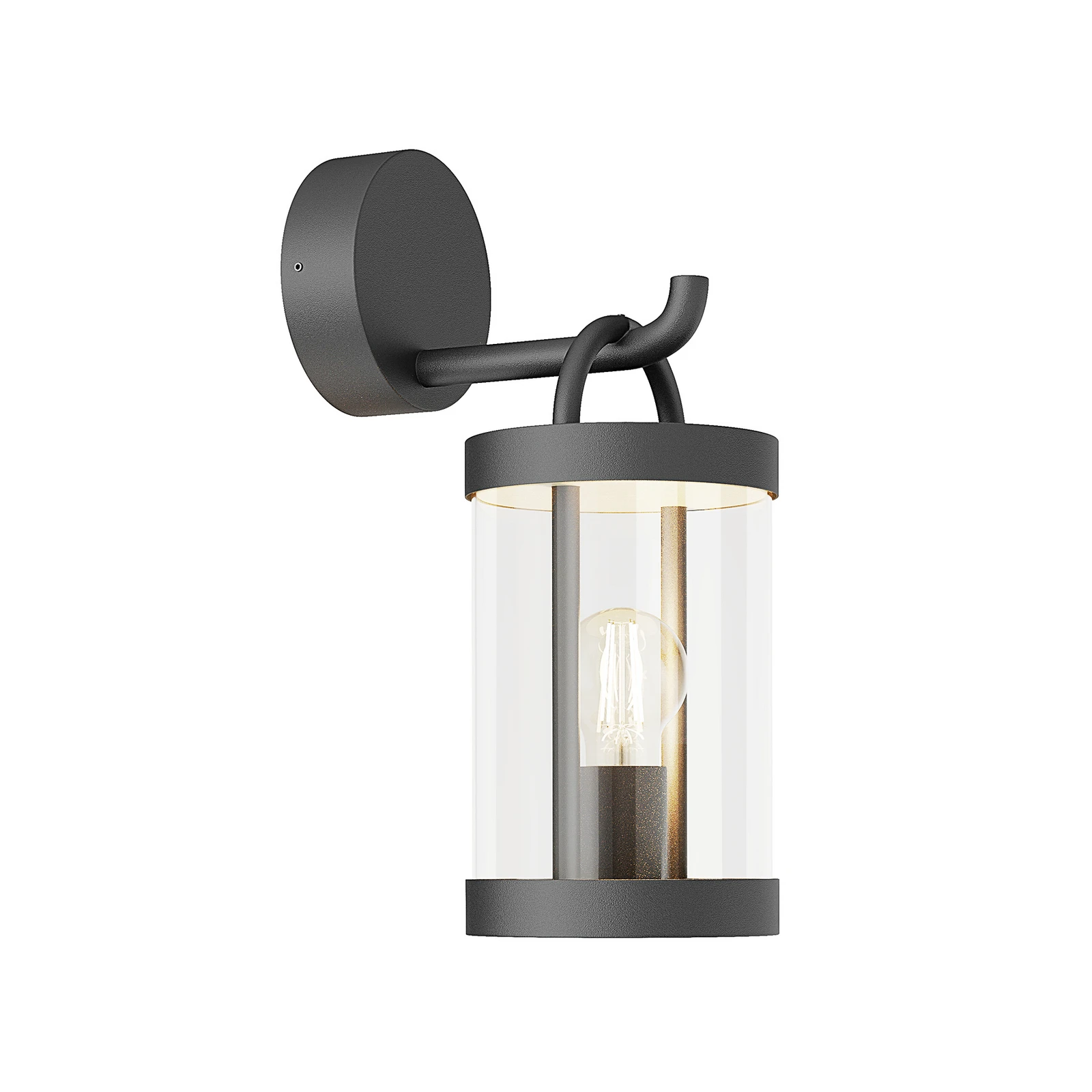 Lucande Außenwandlampe Cassian, 36,5cm, anthrazit, IP54, E27