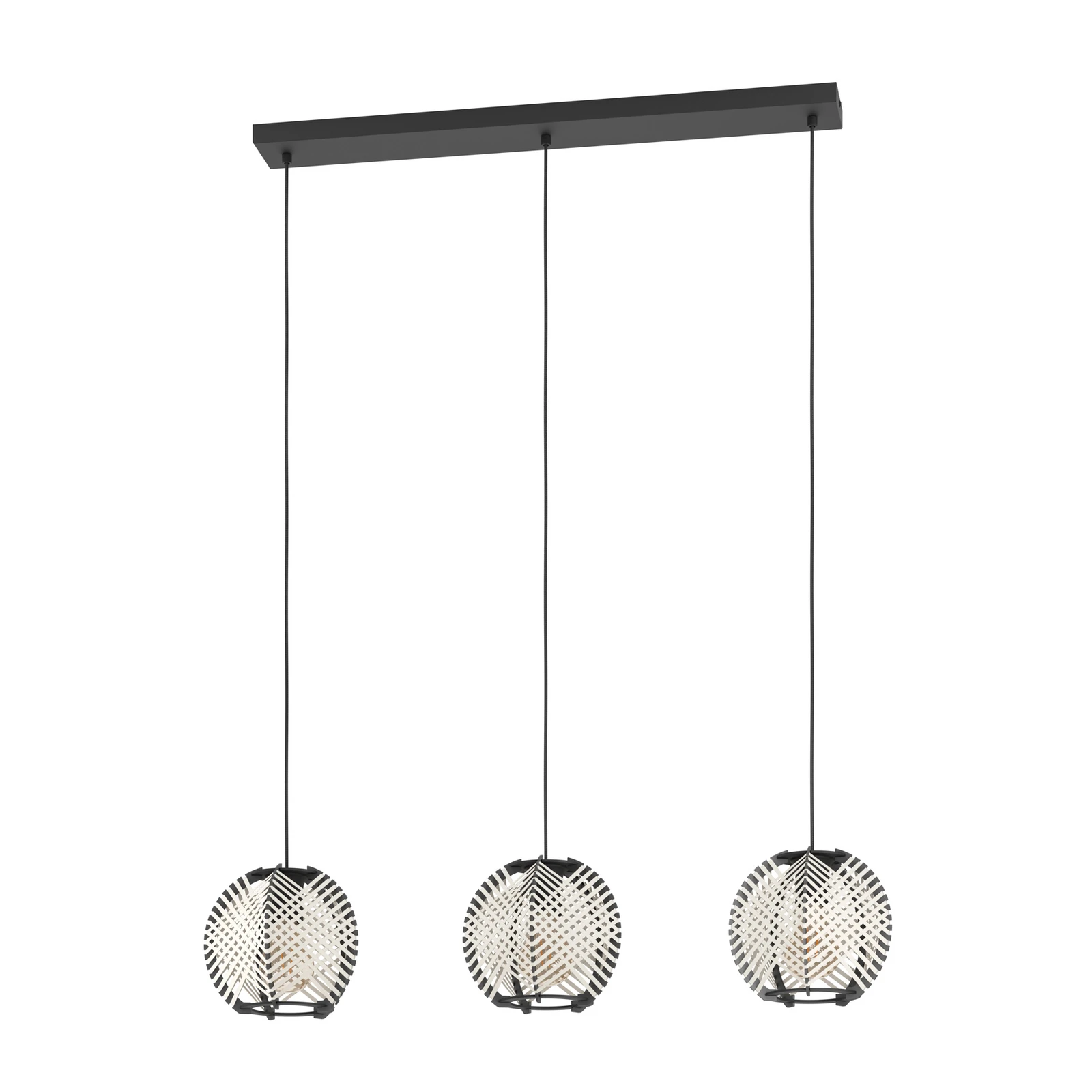 Waverton hänglampa, svart/vit, längd 92 cm, stål/väv
