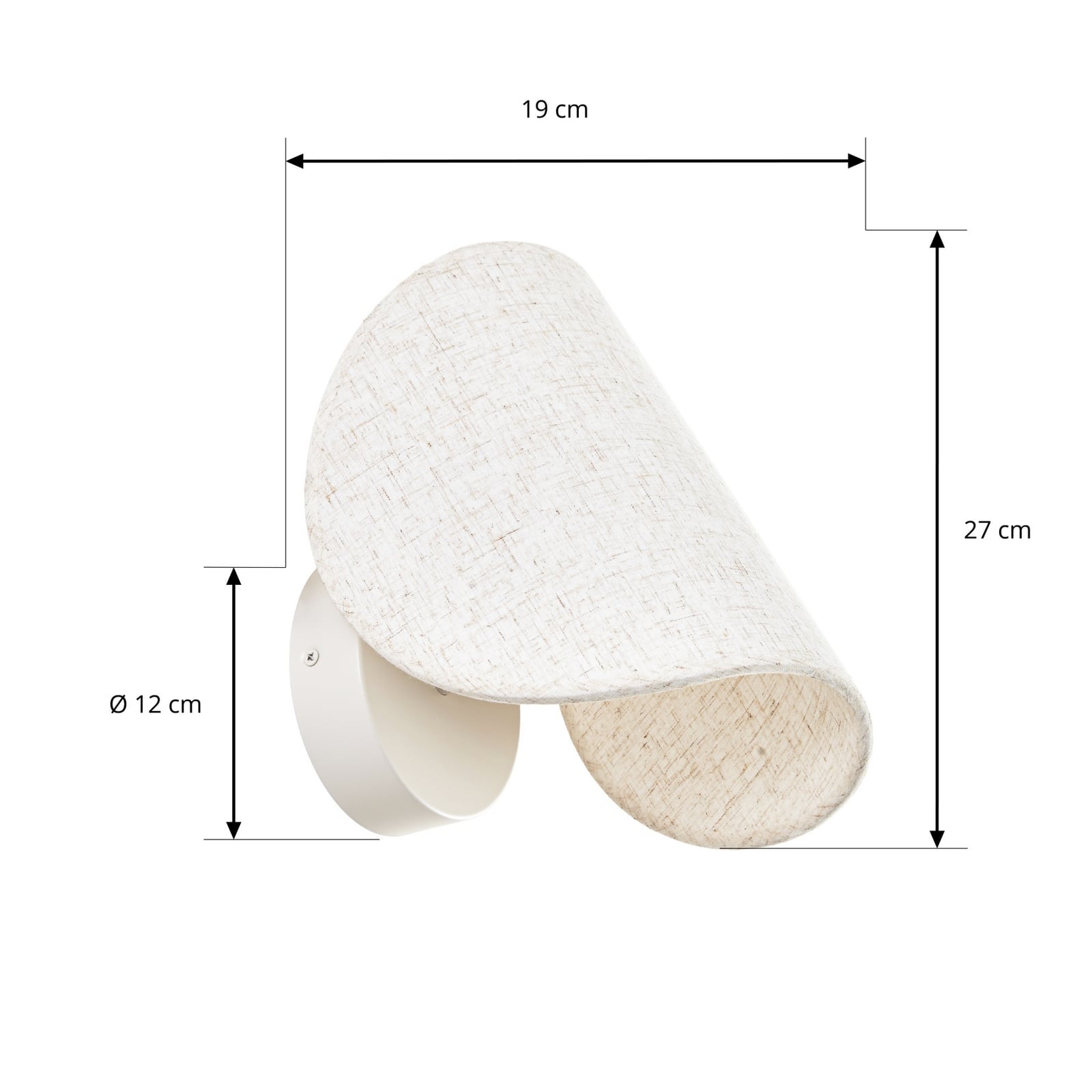 Applique murale LED Tamani, hauteur 18 cm, beige, lin, à intensité variable -
