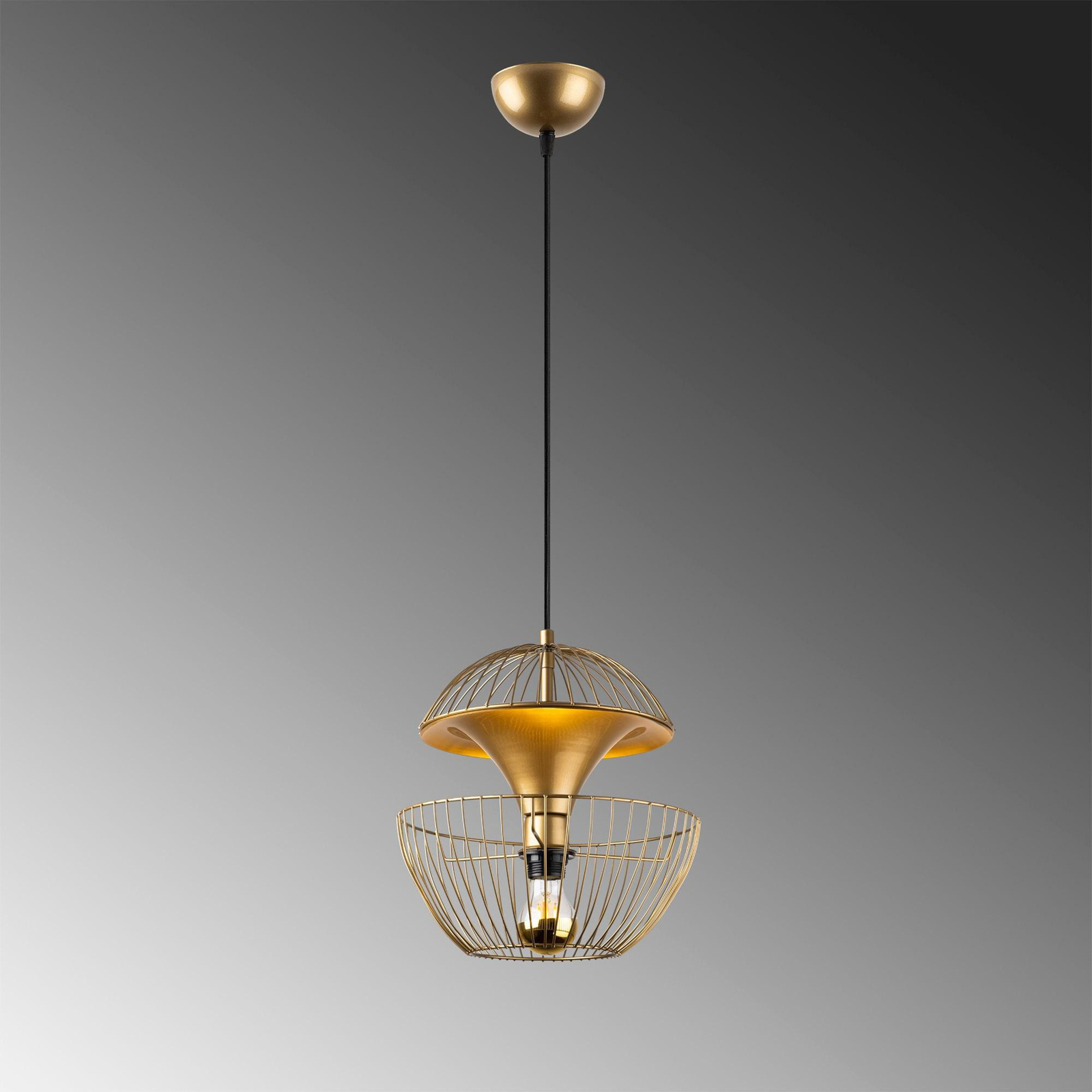 Pendant light Telmander 11410, gold-coloured, metal, Ø 30 cm