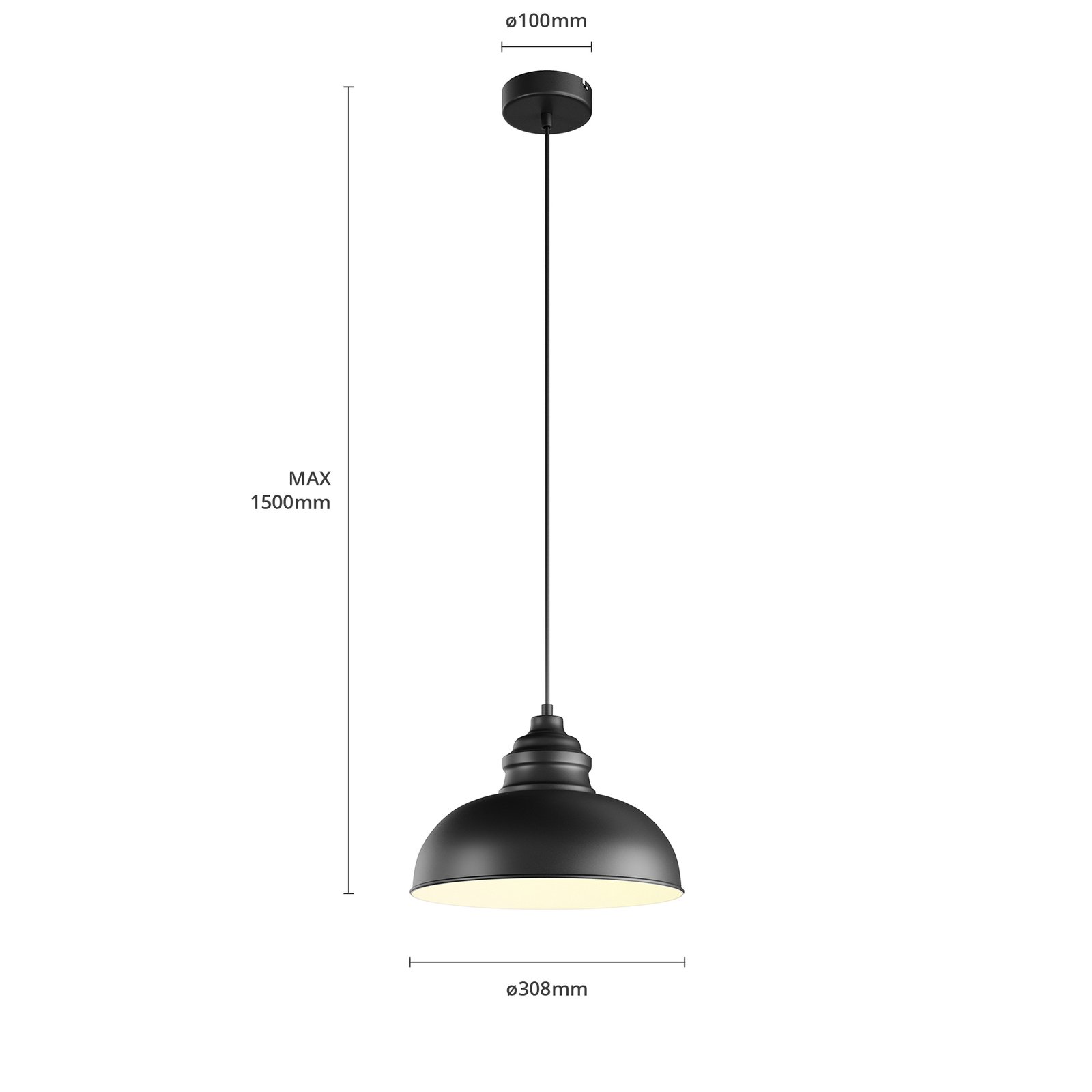 Cliona Lampada a Sospensione Matt Black - Lindby