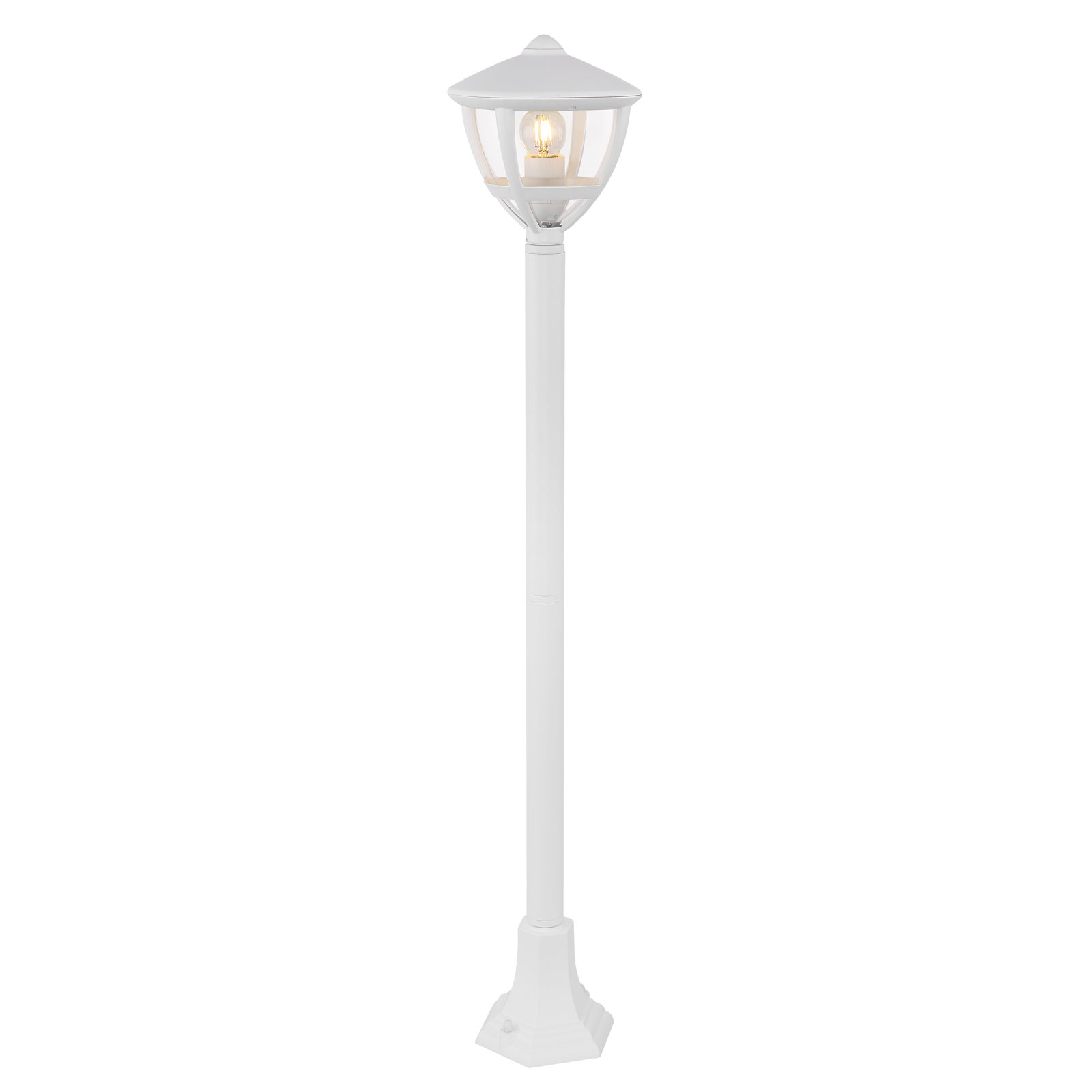 Globo Nollo path light, lantern shape, white, aluminium, plastic, E27, 40 W, energy efficiency: A++, H: 100 cm