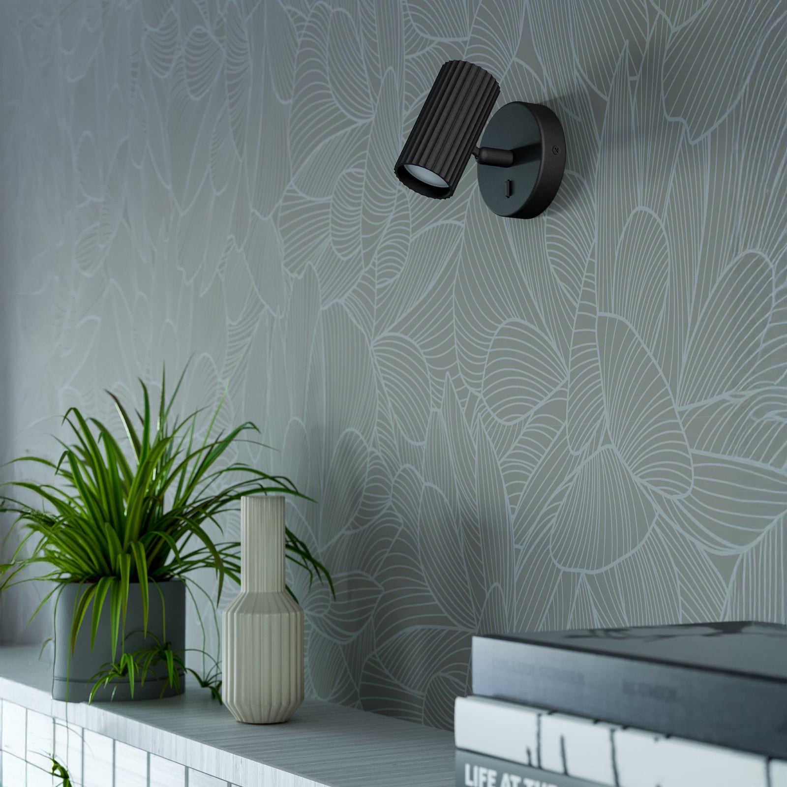 Wandstrahler Portillo, schwarz, Höhe 11 cm, Metall, GU10