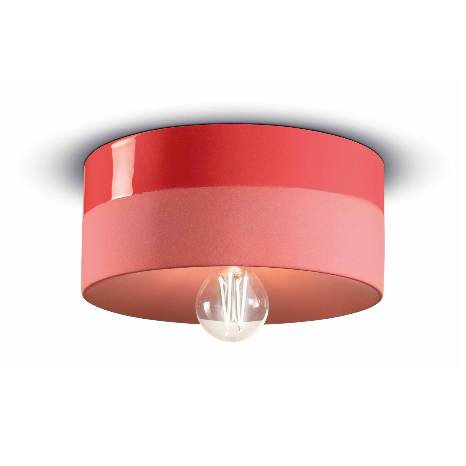 Lámpara de techo Pi cerámica brillante/mate Ø 25 cm rojo