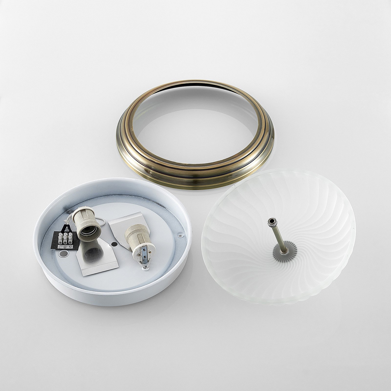 Pakka Plafonnier Opal/Antique Brass - Lindby
