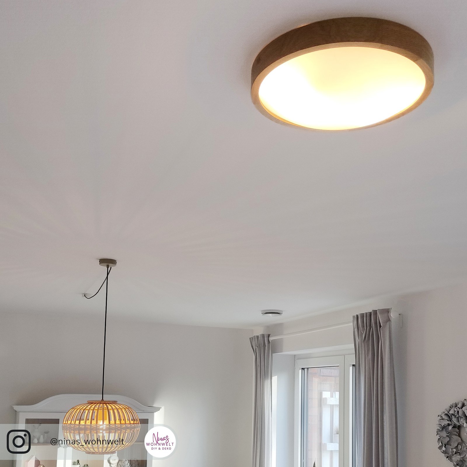 Envostar Kris ceiling lamp, Ø 37 cm, natural oak