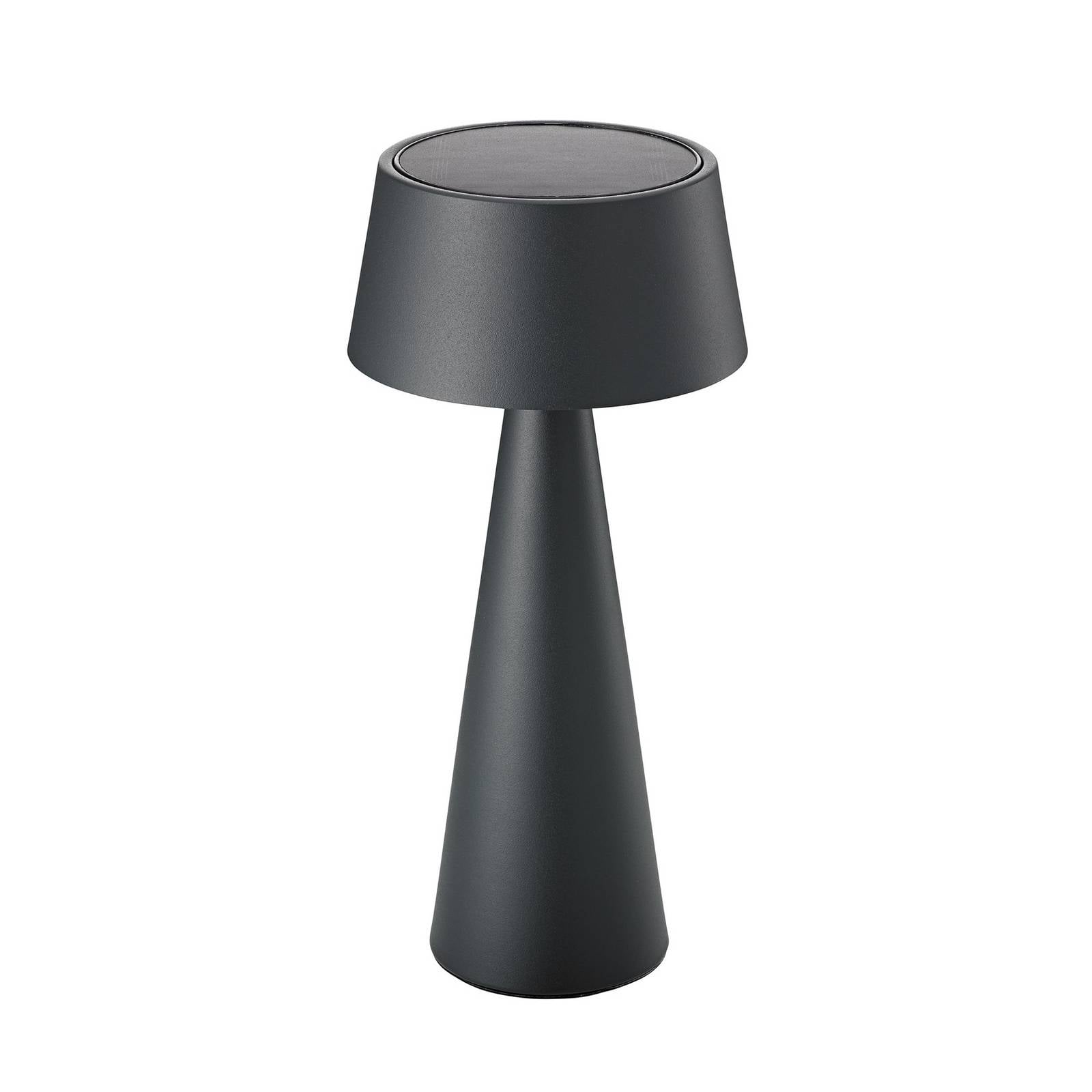 LED-Akku-Tischleuchte Solino, graphit, Solar/USB, 26 cm IP44