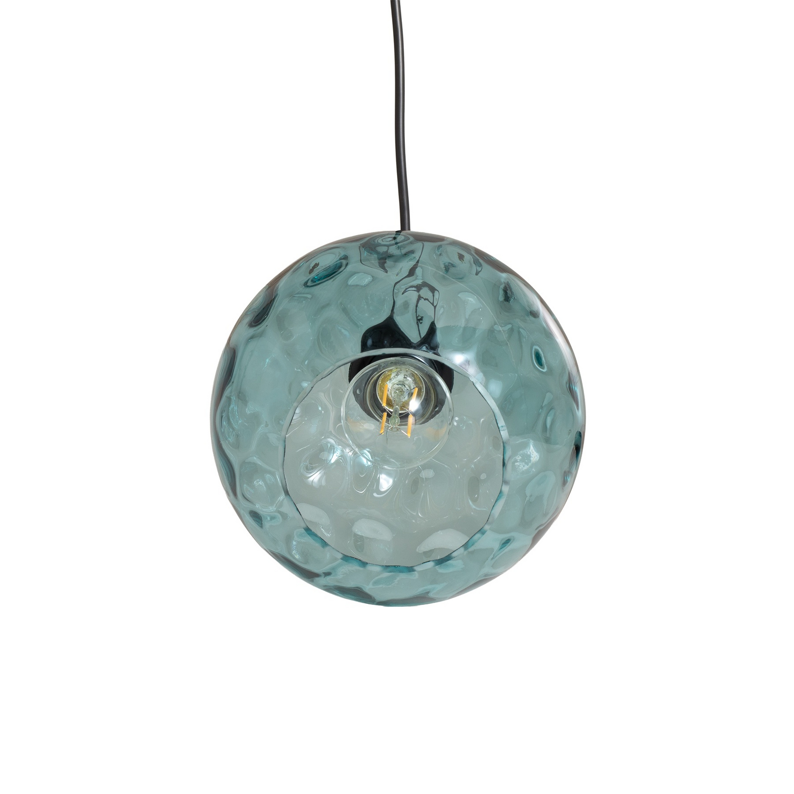 Pendelleuchte Benek, blau, Glas, Ø 20 cm, E27 Pendelleuchte Benek, blau, Glas, Ø 20 cm, E27