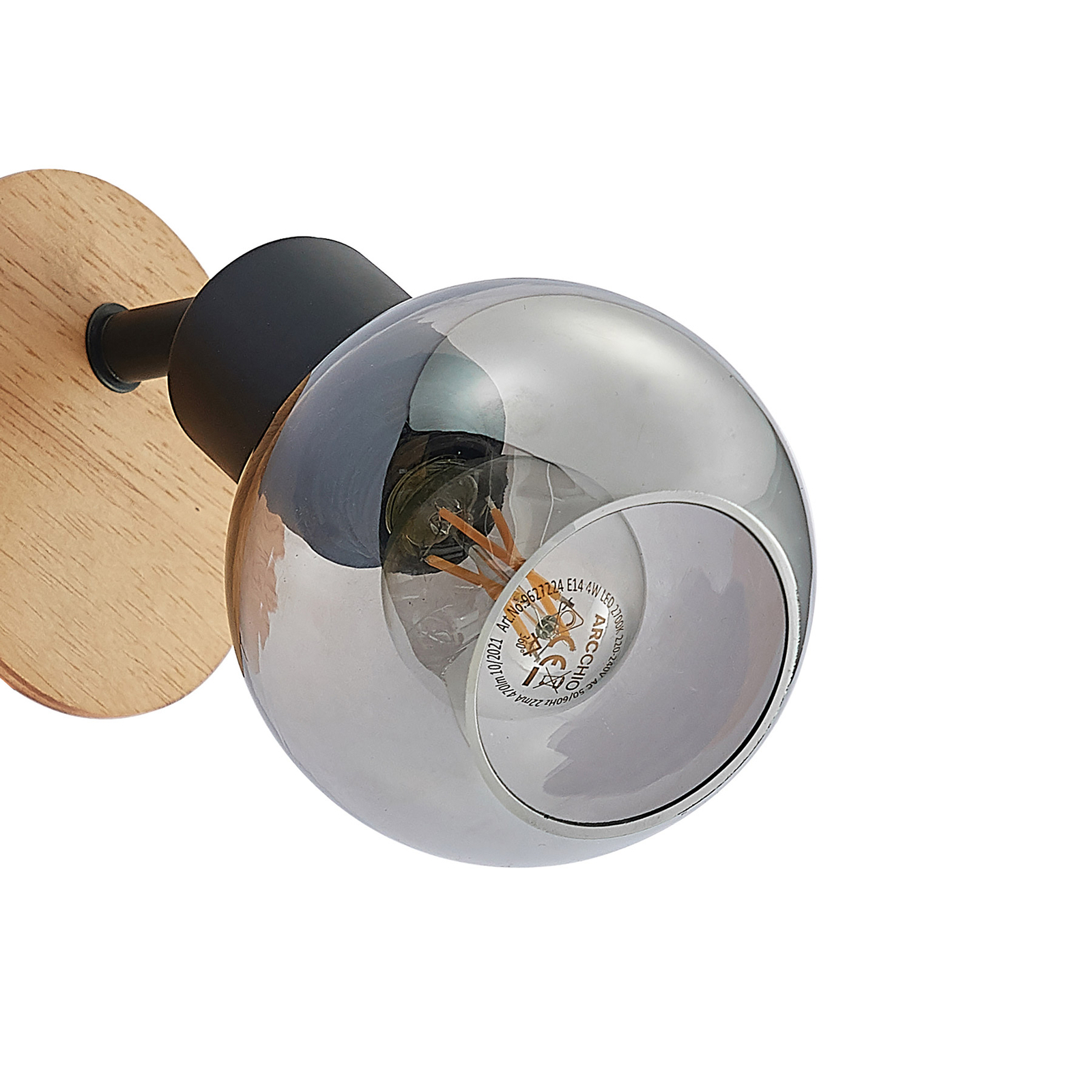 Lindby Eridia spotlight, wooden element, 1-bulb