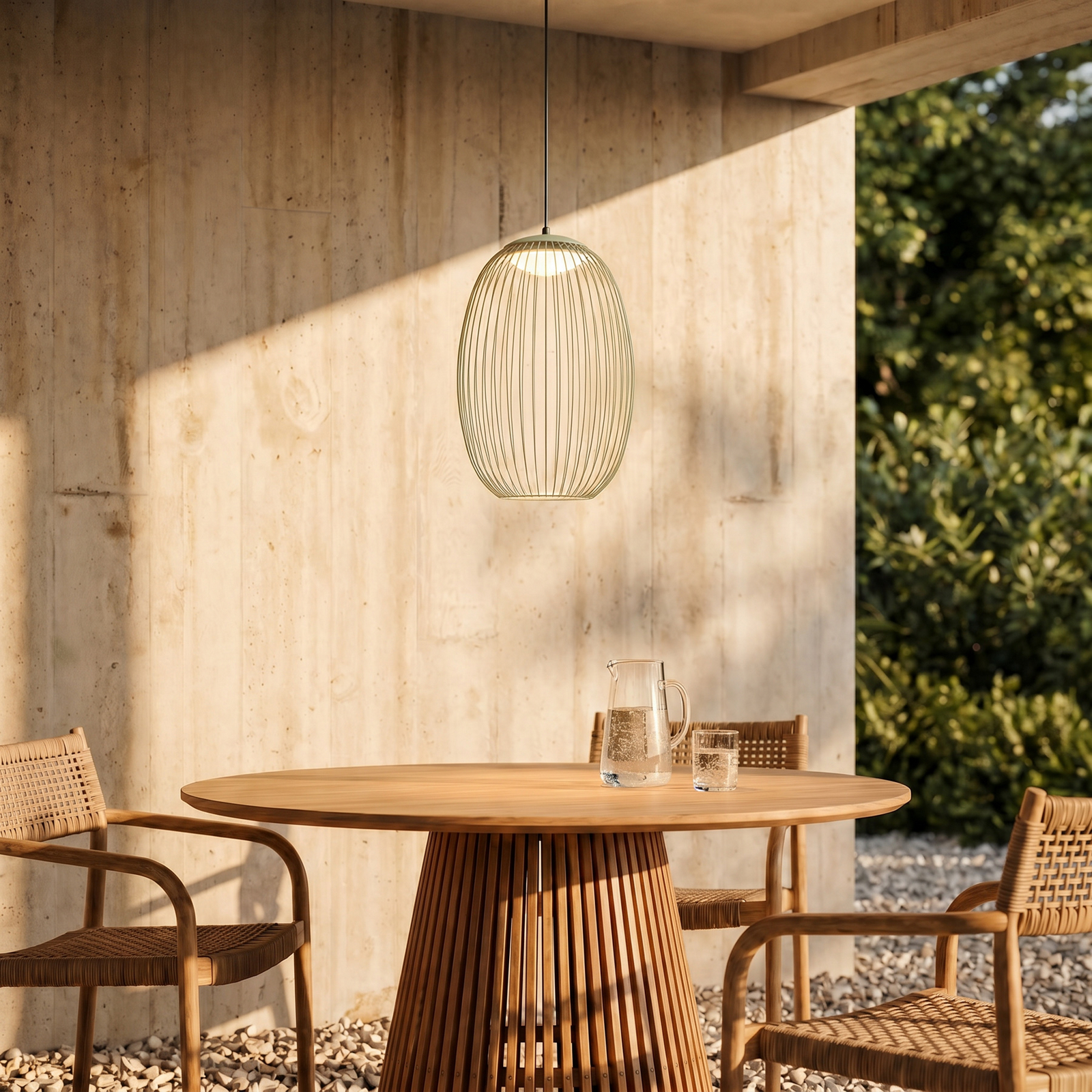 Lucande Richi LED-riippuvalaisin ulos, vihreä, 40 cm, himmennettävä