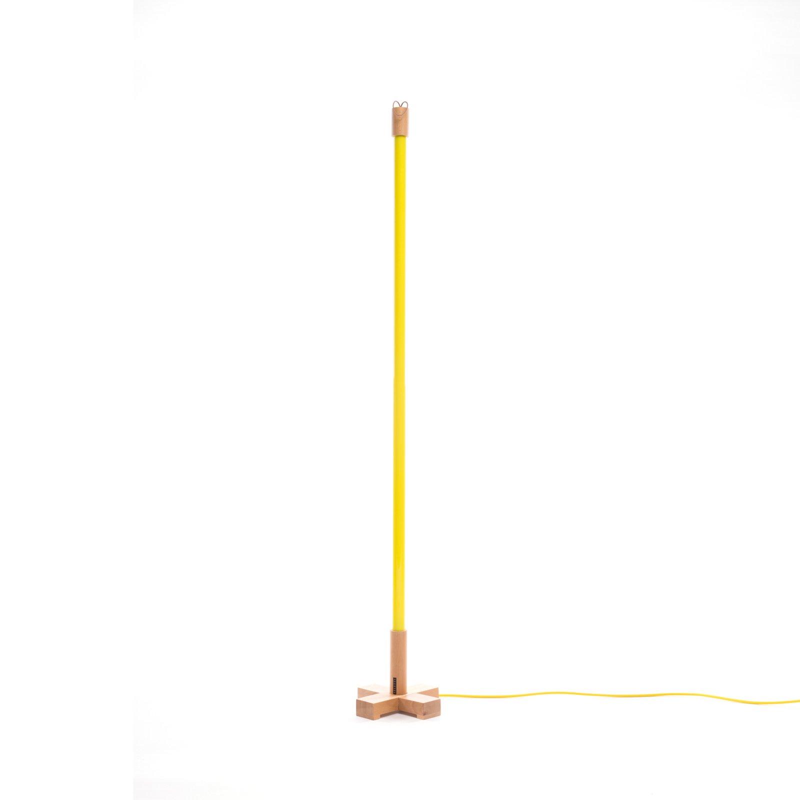 SELETTI Linea LED-Stehleuchte mit Holz, gelb