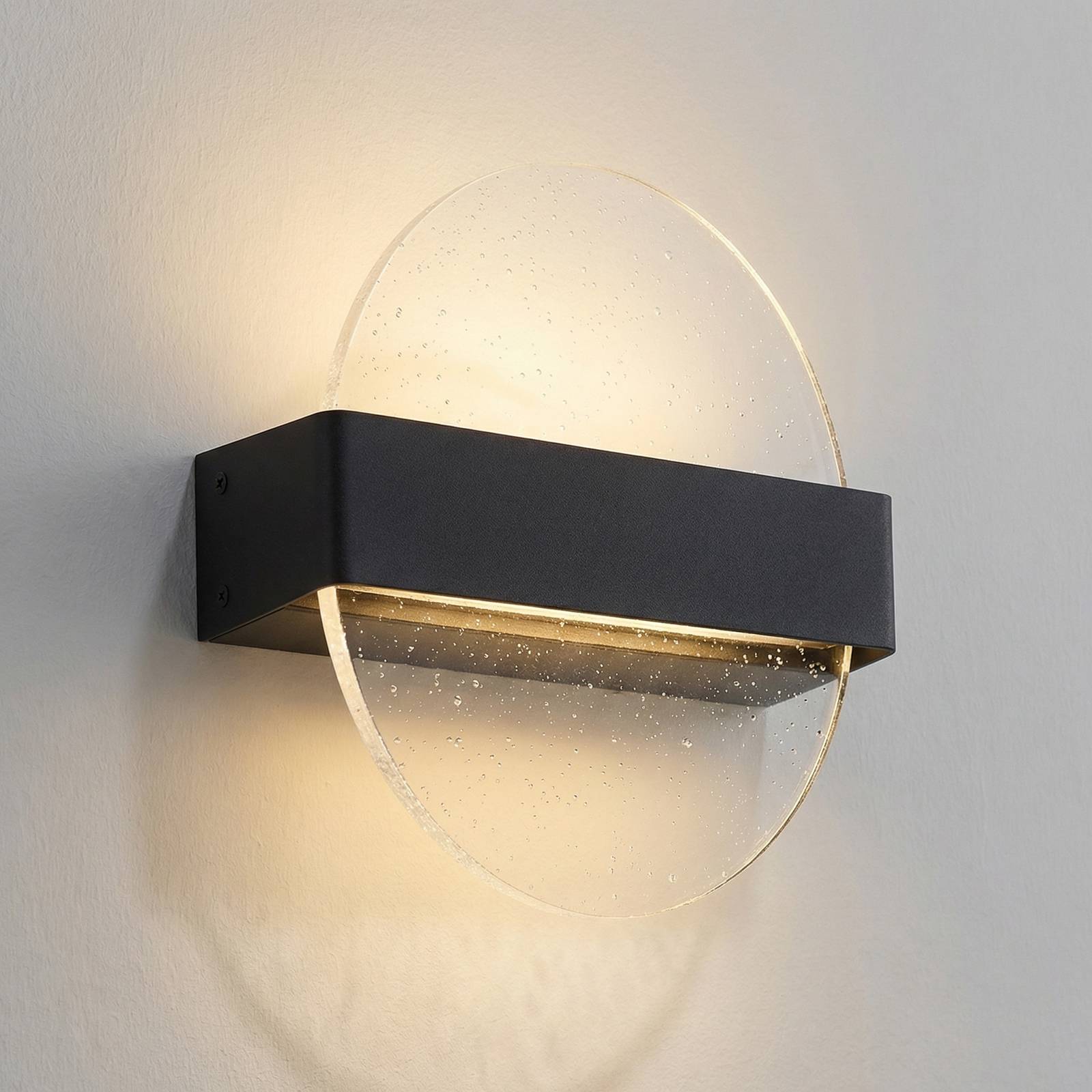 Lucande LED nástěnné světlo Lucande Narkelo, černá/čirá, CCT, IP44