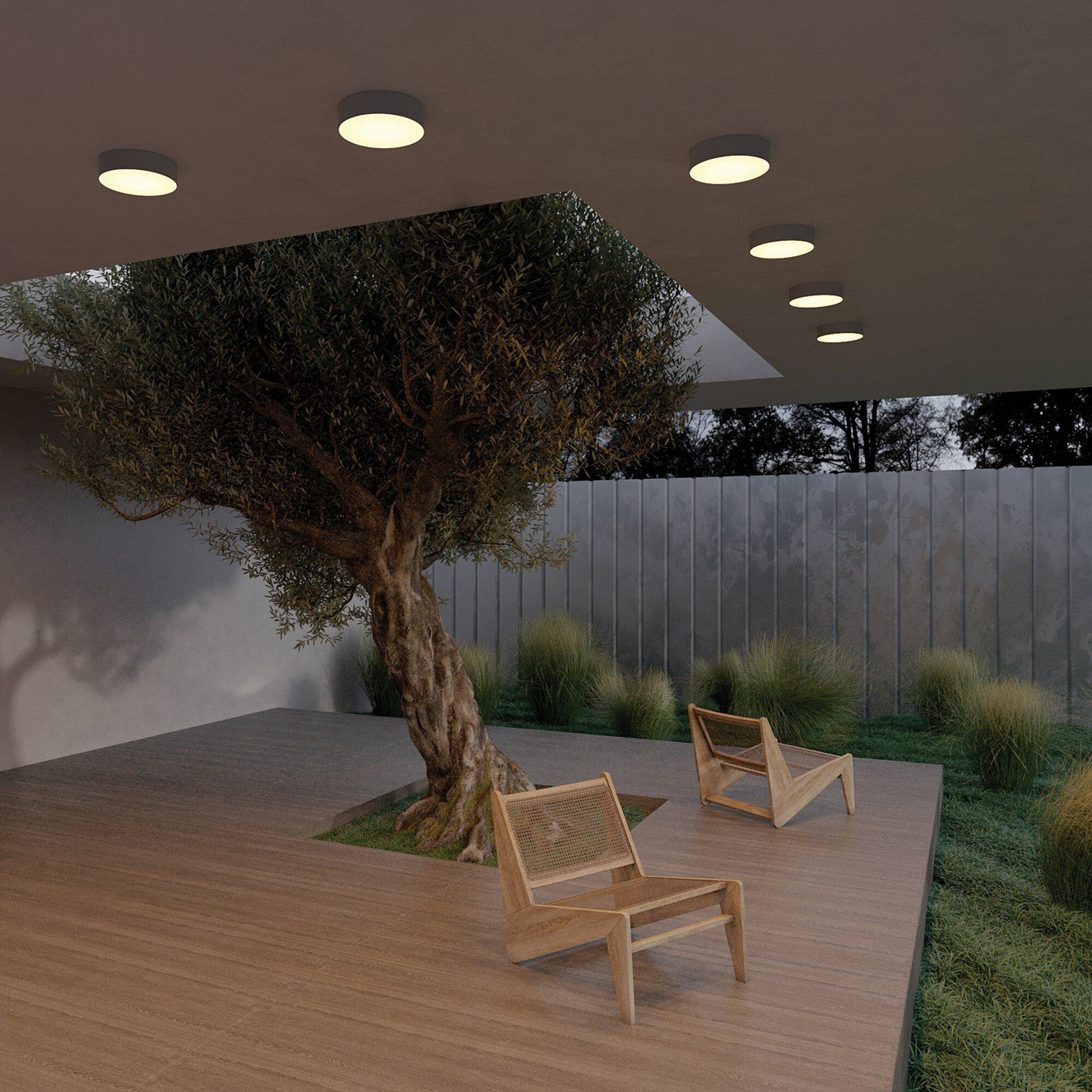 LED-Außendeckenleuchte Zon, schwarz, Ø 22 cm, 3.000 K Metall