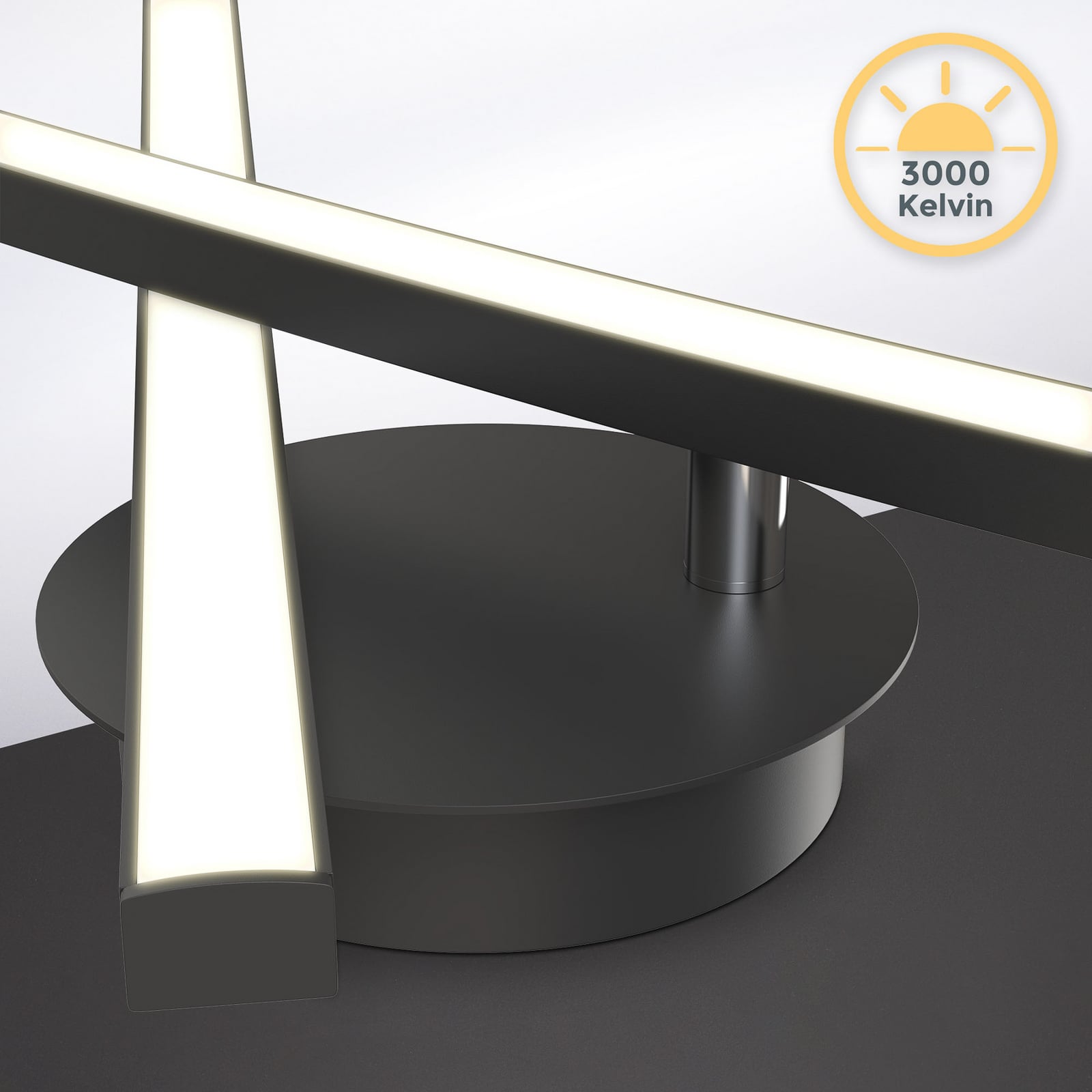 LED plafondlamp Snore, 2-lamps, zwart, metaal, 3.000 K