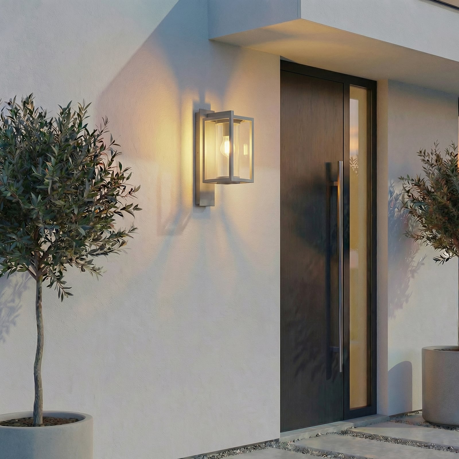 Lucande āra sienas lampa Ferda, apgaismojuma avots apakšā, pelēka, IP44