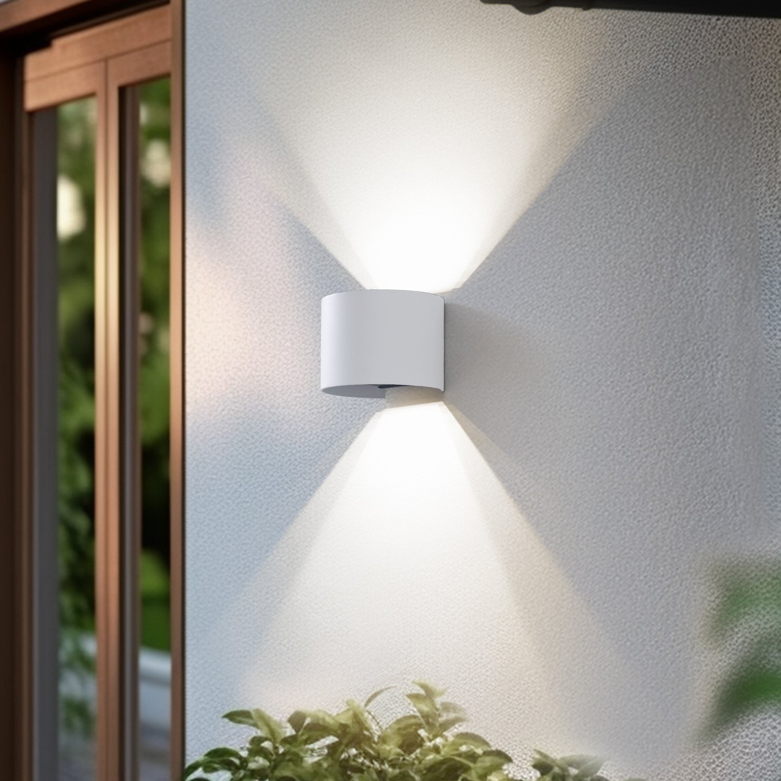 Aplique para exterior Lindby Smart LED Dara blanco redondo CCT RGB Tuya