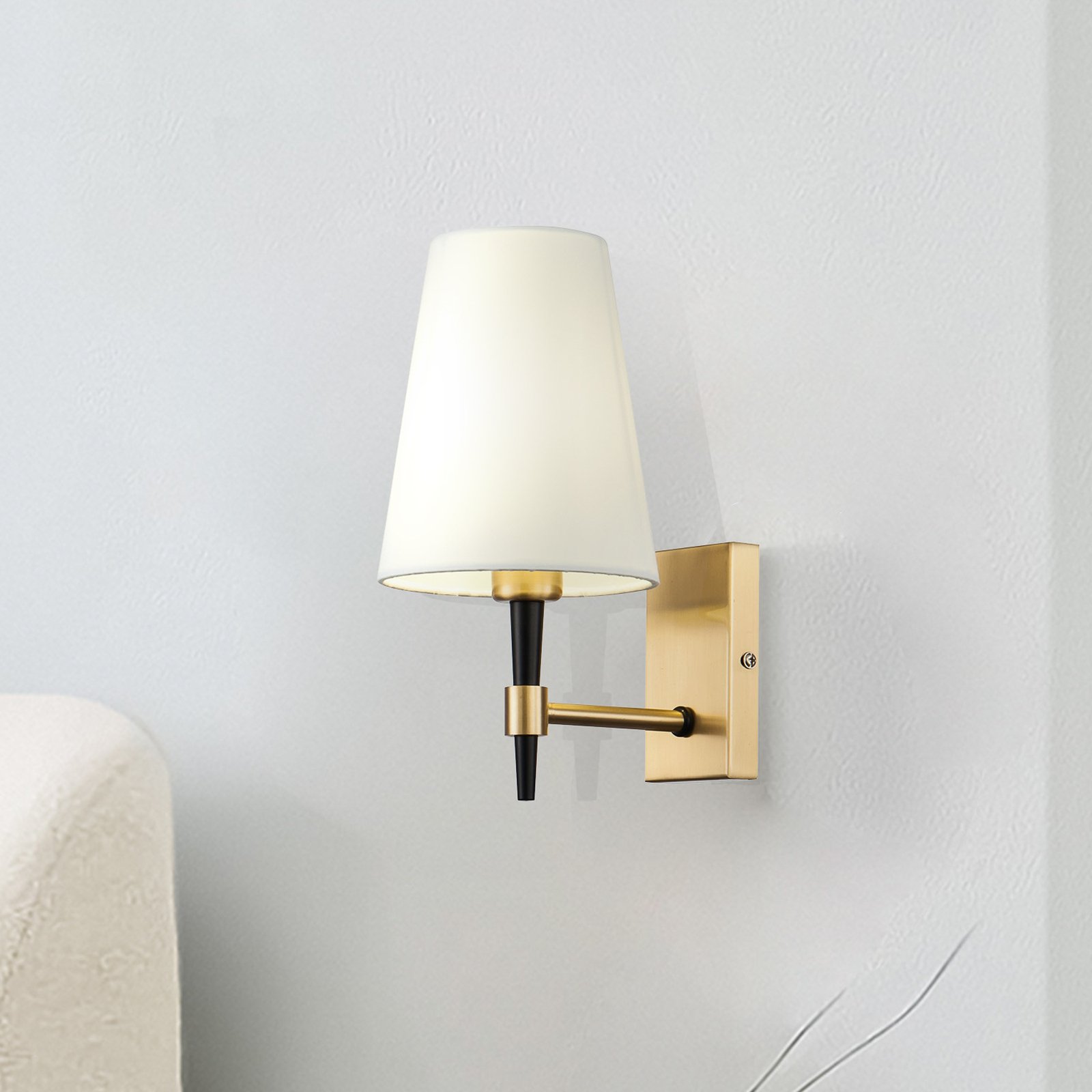 Maytoni Zaragoza wall light, gold colour/white, textile