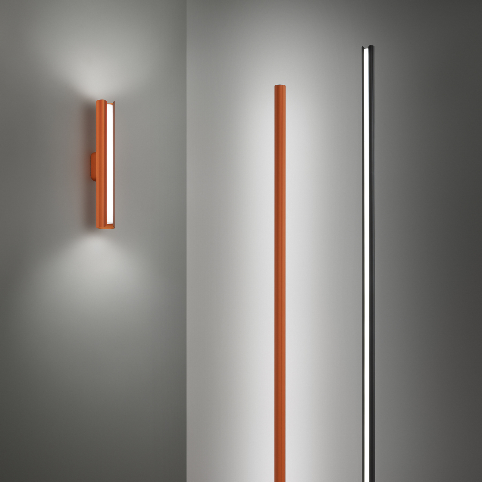 IDEAL LUX LED-vegglampe Dorica, oransje, høyde 30 cm, metall IDEAL LUX LED-vegglampe Dorica, oransje, høyde 30 cm, metall