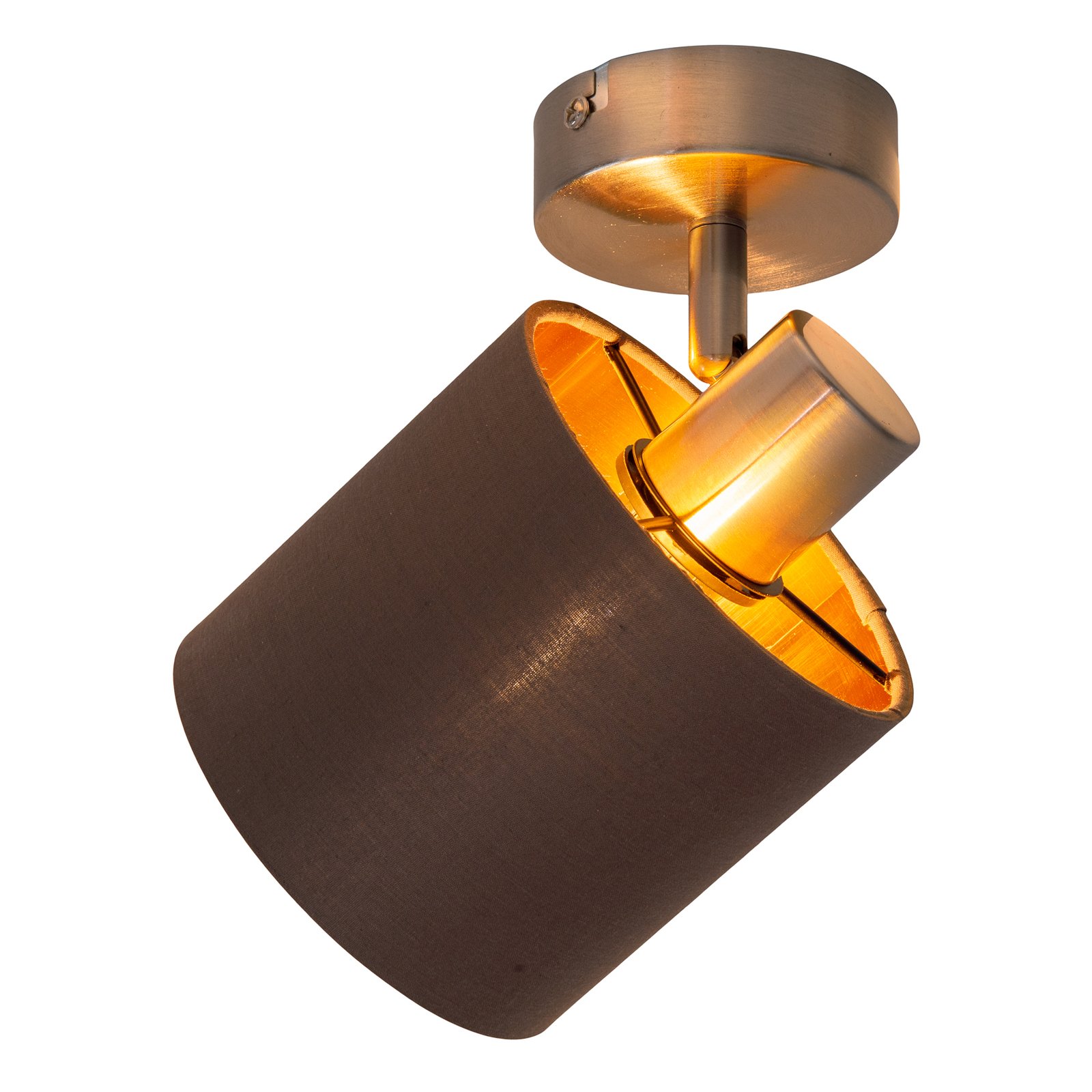 Plafondlamp Maron 1-lamp textiel, bruin/goud