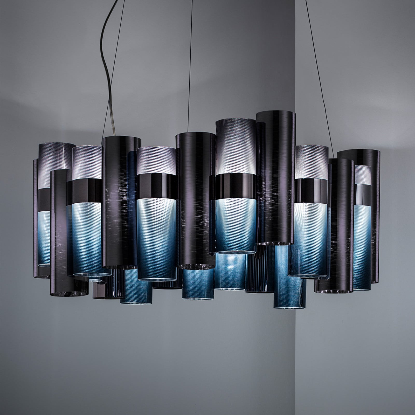 Slamp Azul, Violeta, Cinzento La Lollo L Candeeiro Suspenso Led, Ø80cm, Gradiente