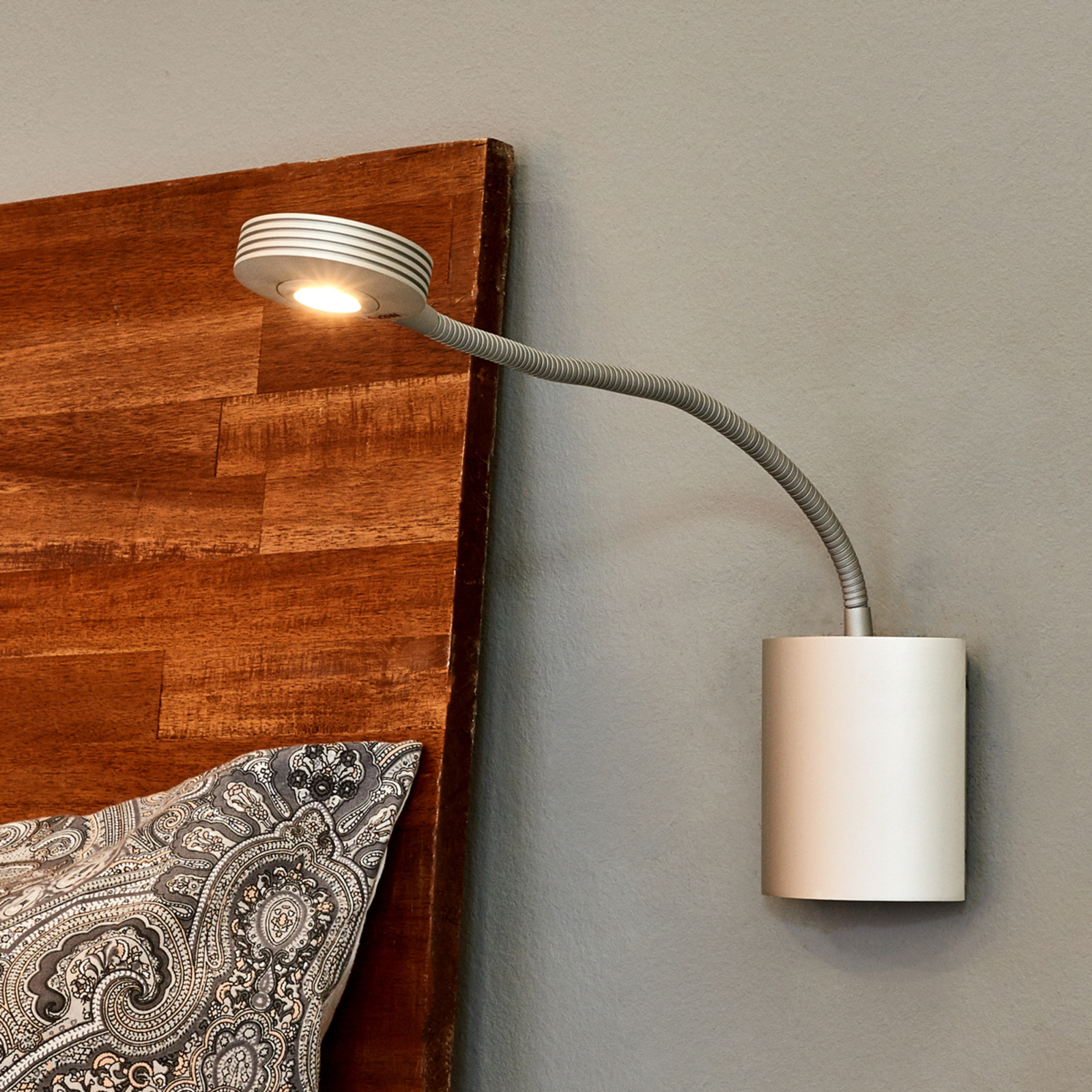 Lucande Adjustable wall light Adina with LED flexible arm, for Bedroom, aluminium, metal, 2.2 W, energy efficiency: A+, L: 43.3 cm, W: 8.5 cm