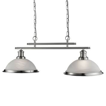 Glazen hanglamp Bistro, 2-lamps, zilver