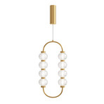 LED-hengelampe AMULET, 28 x 57 cm, gullfarget, metall/glass