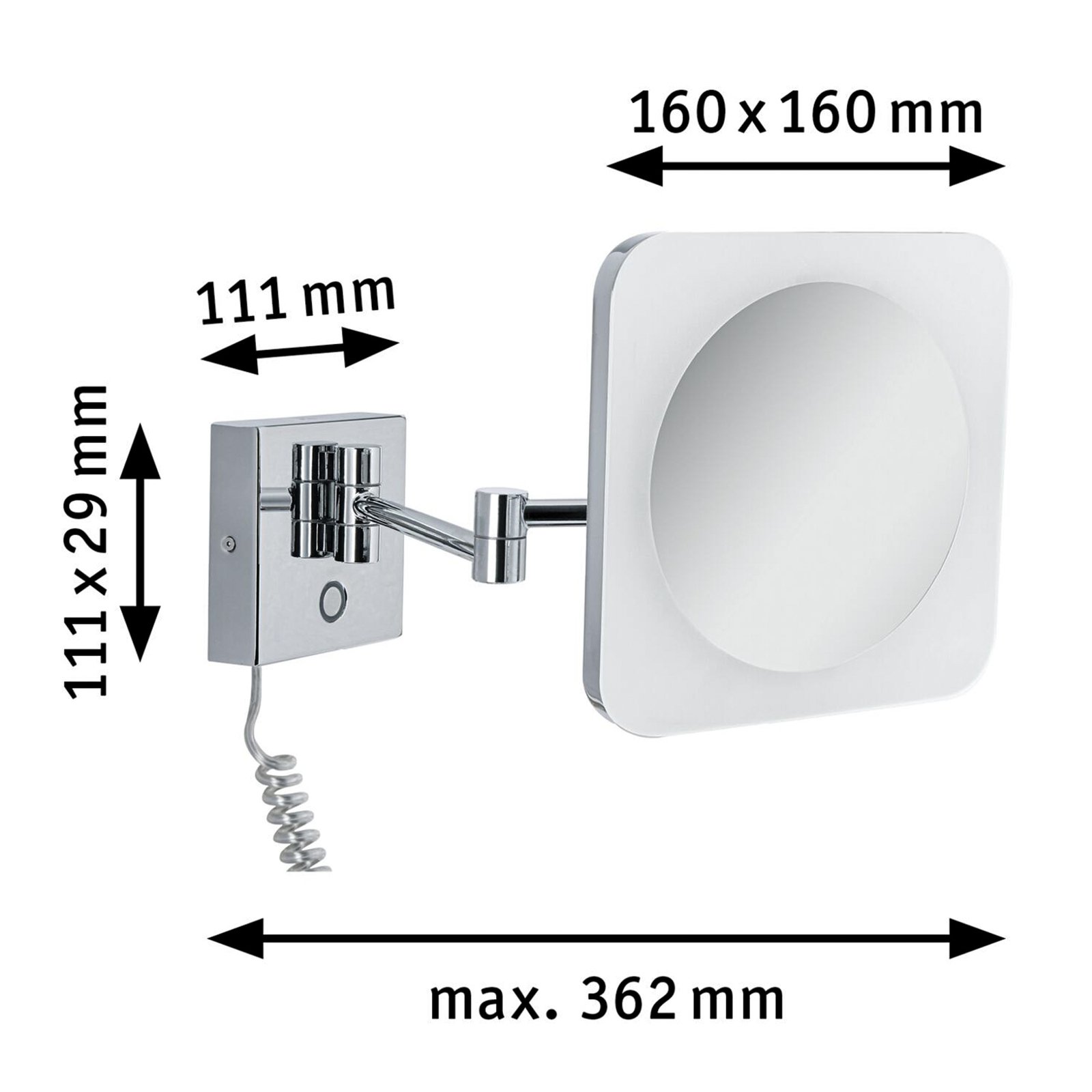 Jora LED-Kosmetikspiegel, IP44, Schalter, silber - Paulmann