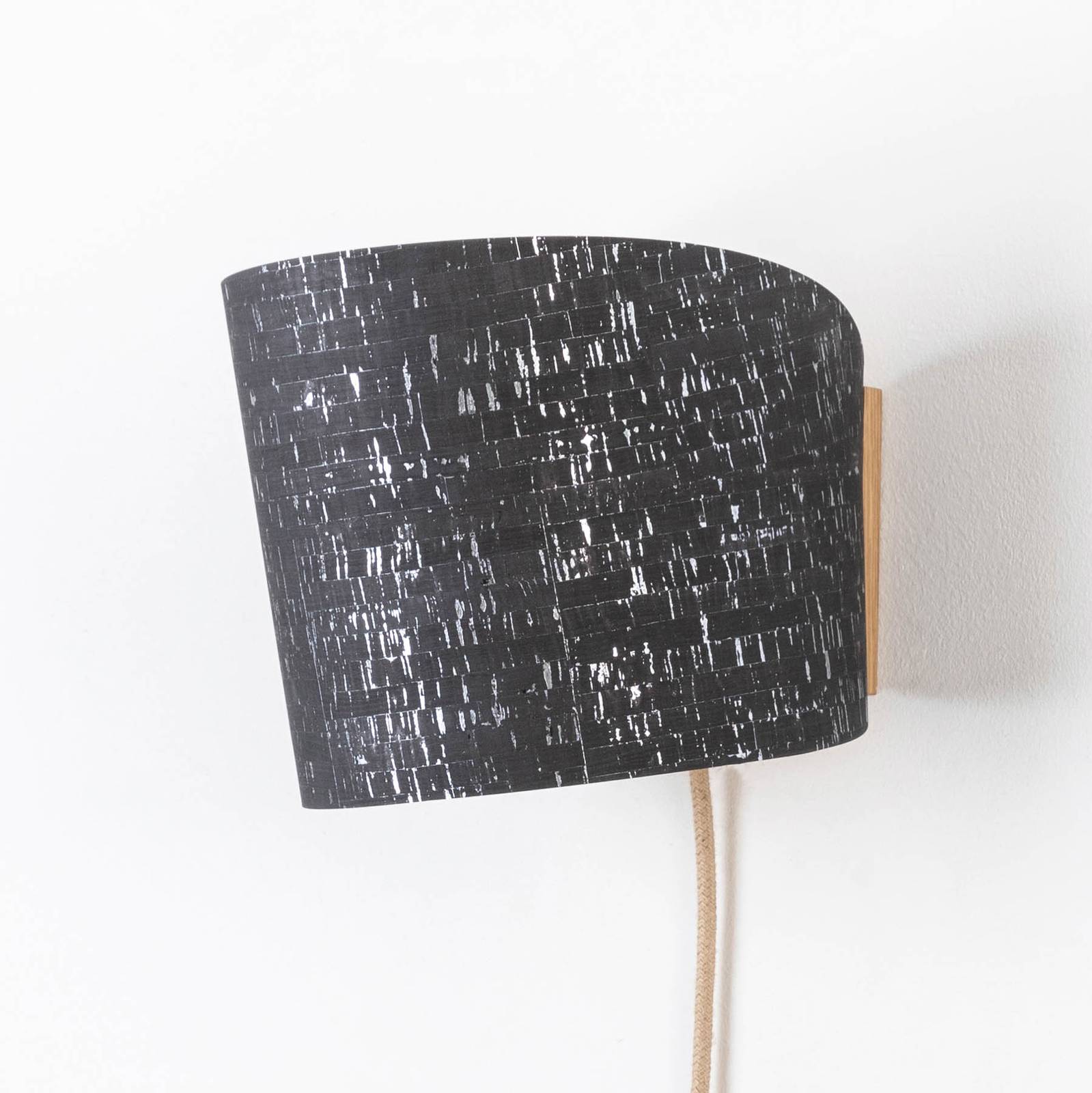 Almut von Wildheim ALMUT 1411 wall lamp cylindrical cork plug, for Living / Dining Room, oak wood, cork, E27, 52 W, W: 20 cm, H: 30 cm