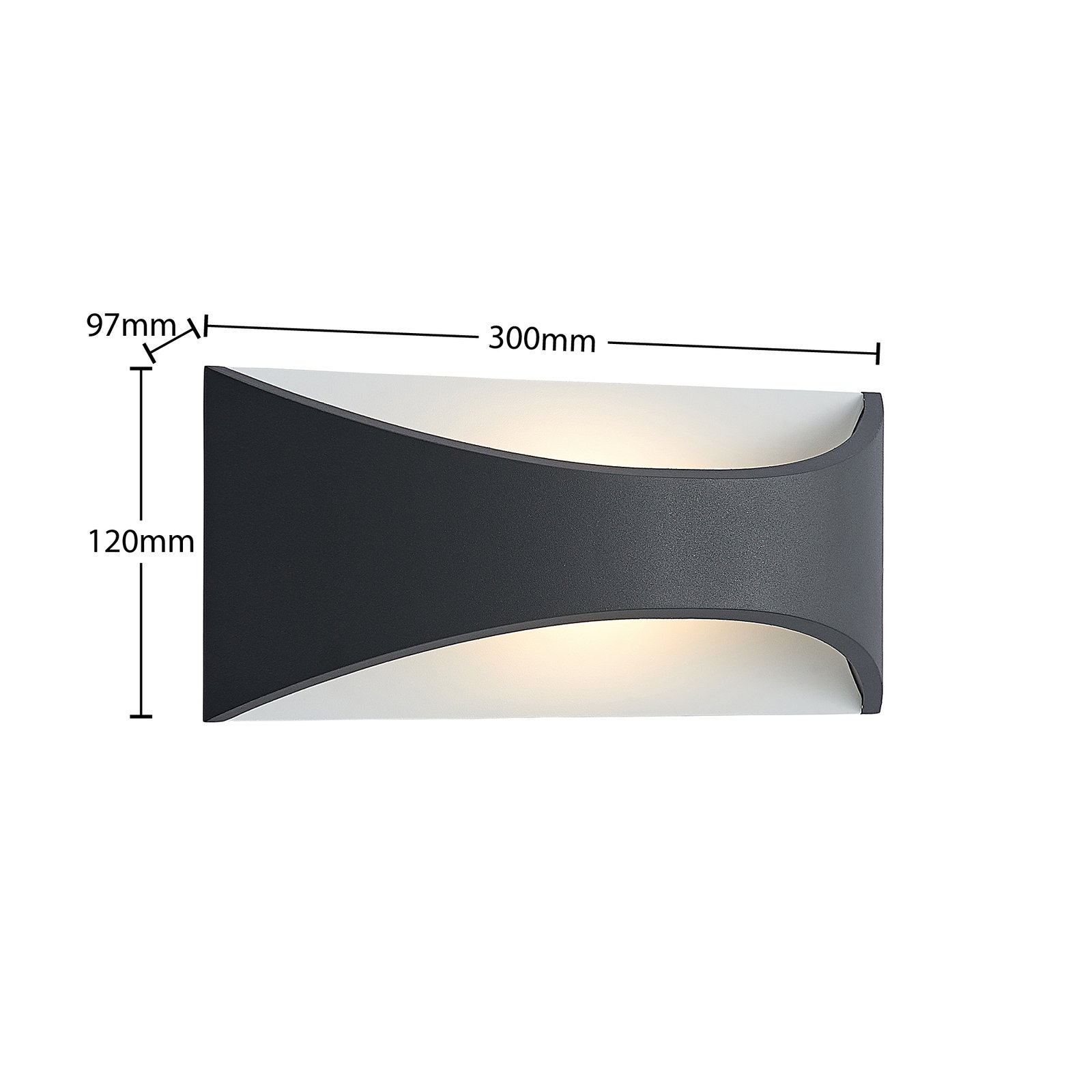 Lindby Mathea LED-utomhusvägglampa, längd 30 cm