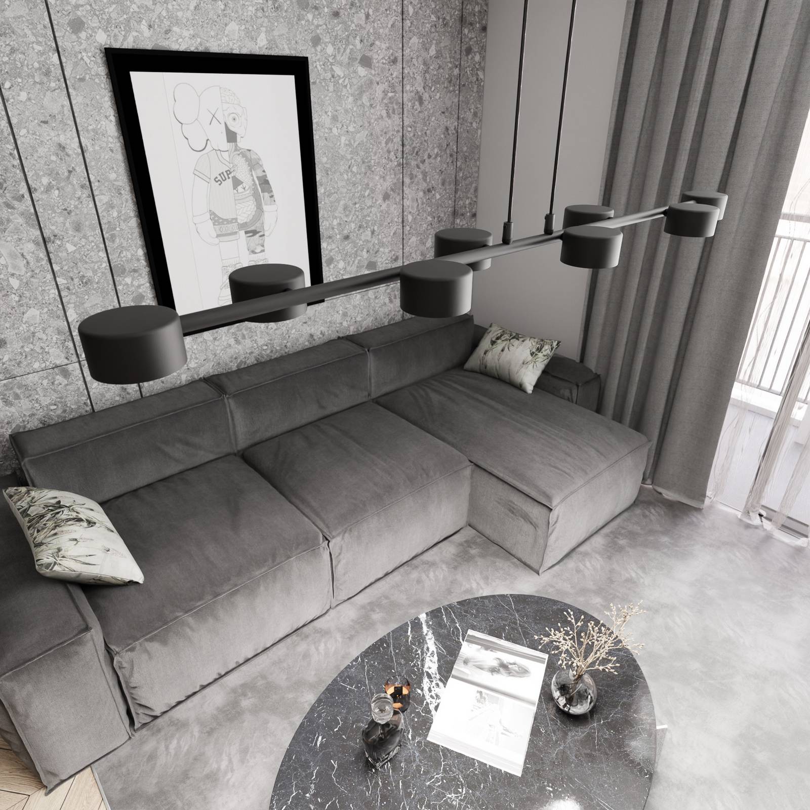Deckenstrahler Megara, Länge 100 cm, Metall, 8-flg. günstig online kaufen