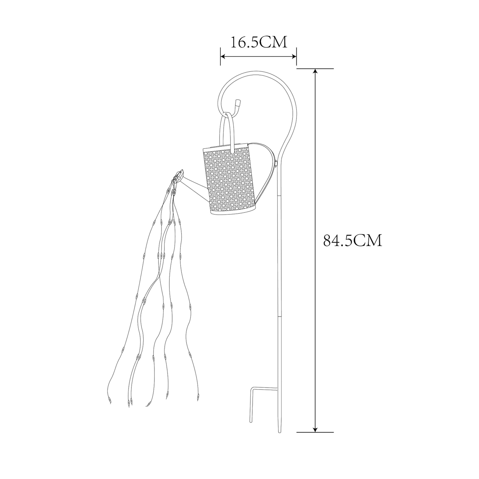 LED-solcellelampe 336523, gull, vannkanne, jordspyd, metall