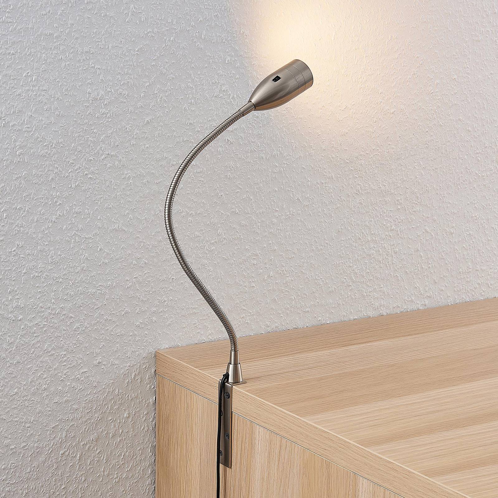 Lindby Ammara Lampe à poser LED, nickel satiné