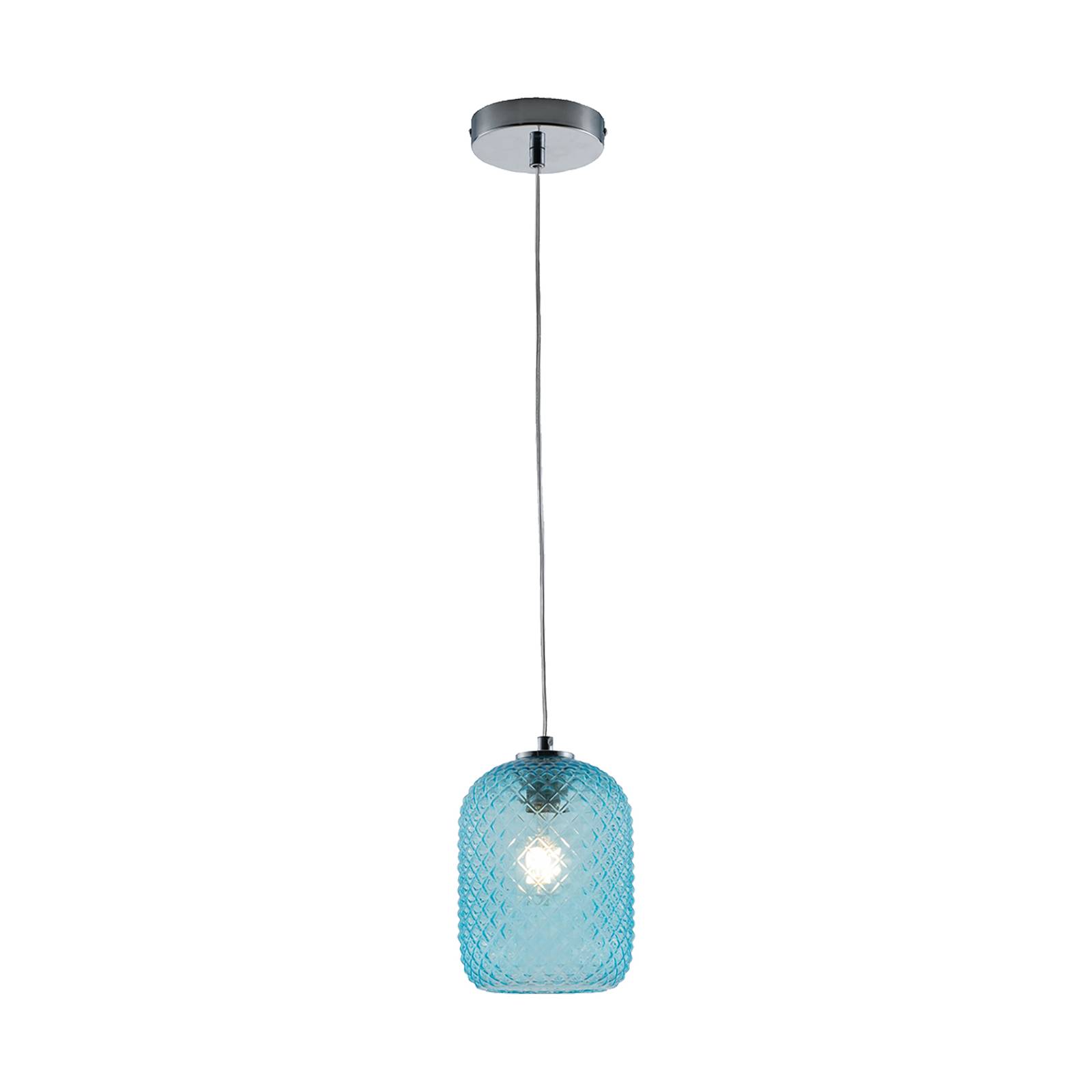 Suspension Ashford S15 abat-jour verre bleu