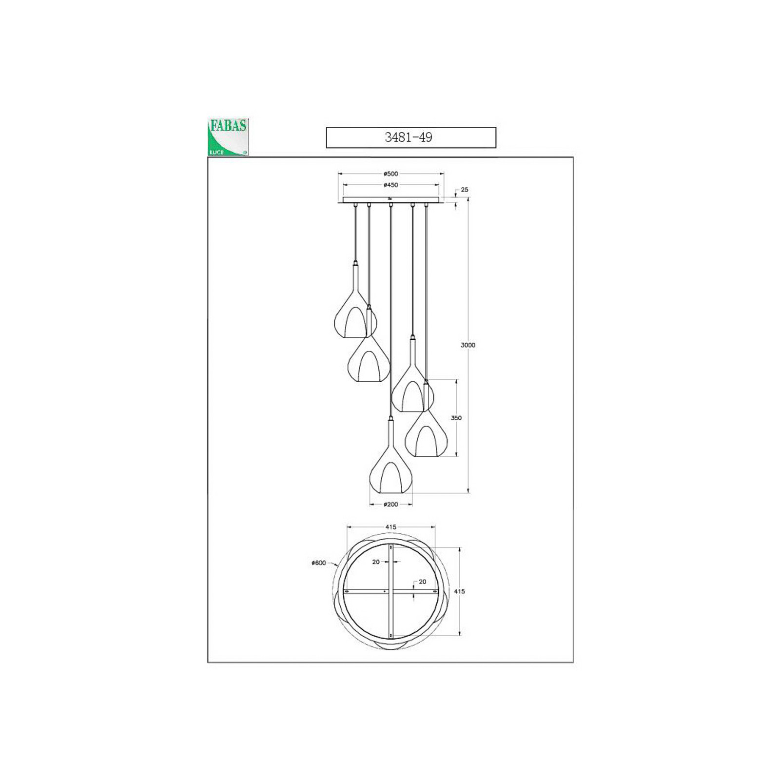 Fabas Luce Lampă suspendată violet 5 lumini gri fumuriu/ambar/clear/green/blue - Camera de zi / sufragerie - modern - gri fumuriu chihlimbar verde albastru transparent alb - Sticlă