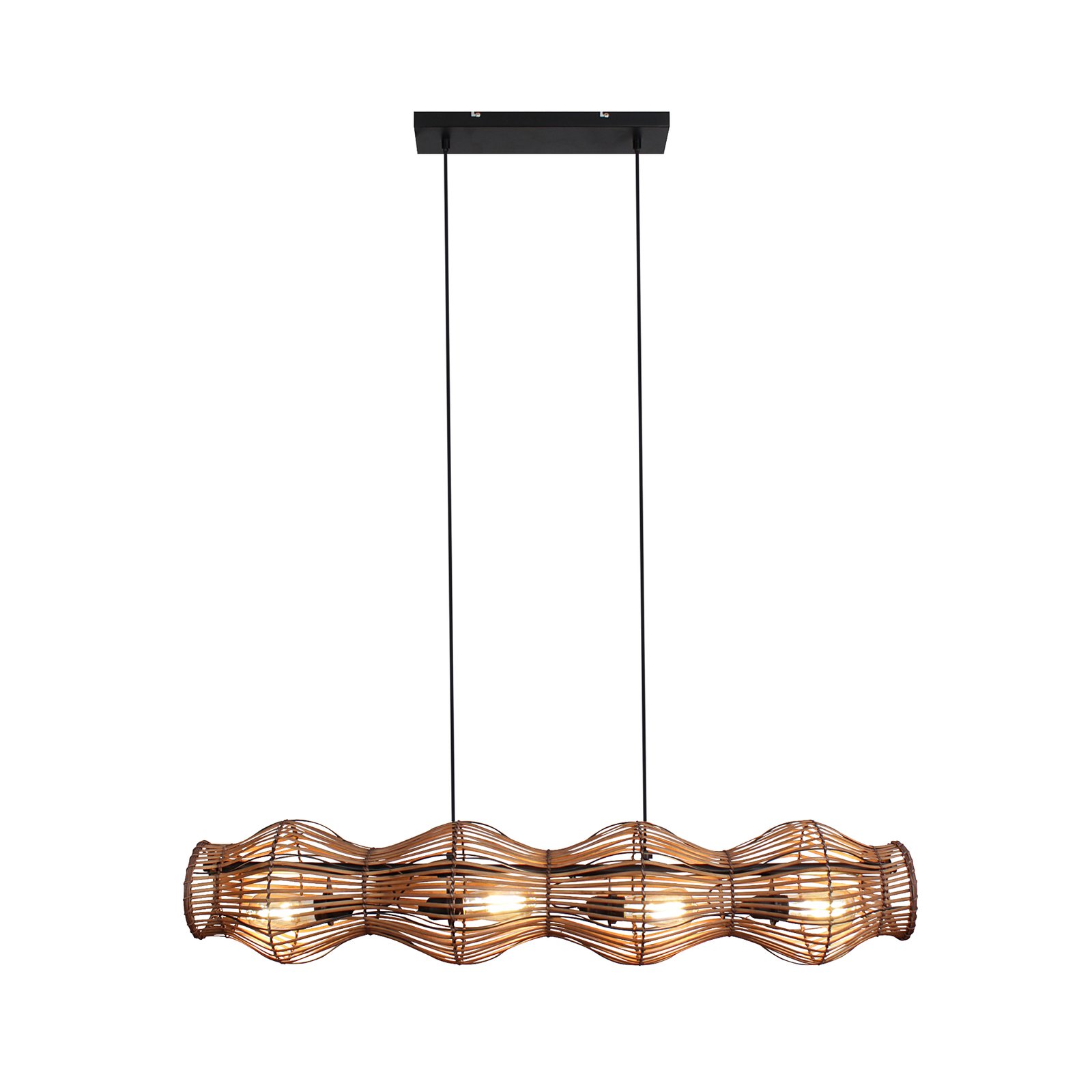 Bamboe hanglamp, bruin, 4-lamps