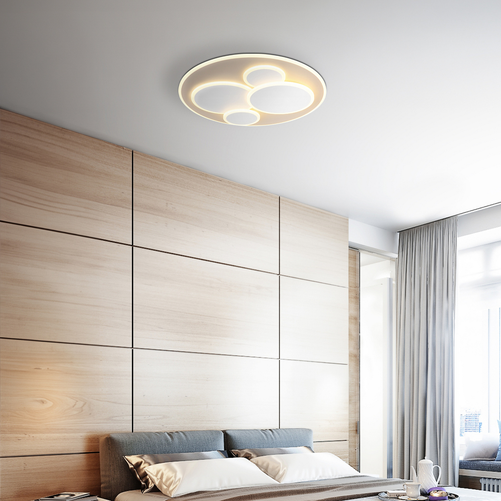LED plafondlamp Monty, Ø 49 cm, wit/zandkleurig metaal/kunststof LED plafondlamp Monty, Ø 49 cm, wit/zandkleurig metaal/kunststof