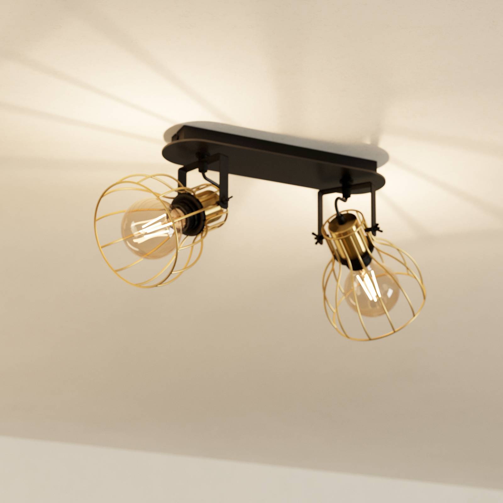 EGLO Sambatello Deckenlampe 2-flammig schwarz/gold günstig online kaufen