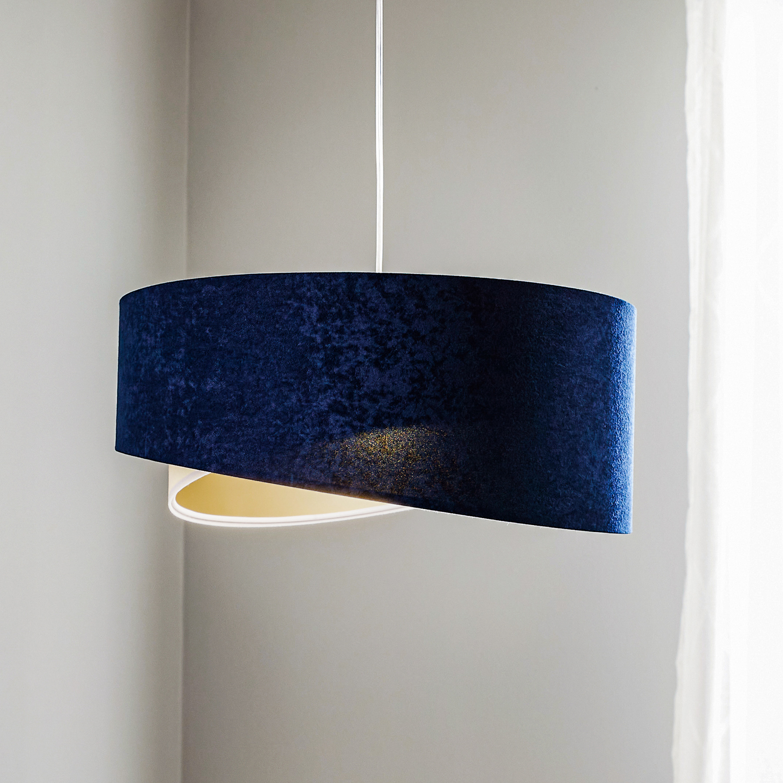 Lampa wisząca Vivien niebieska/beżowa/złota