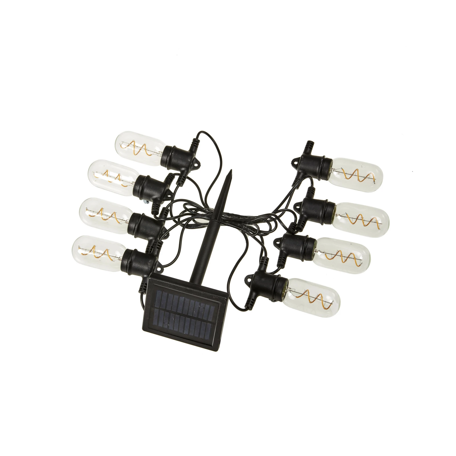 LED saules enerģijas gaismas virtene Vintage 365, 8 spuldzes, stikls, IP44