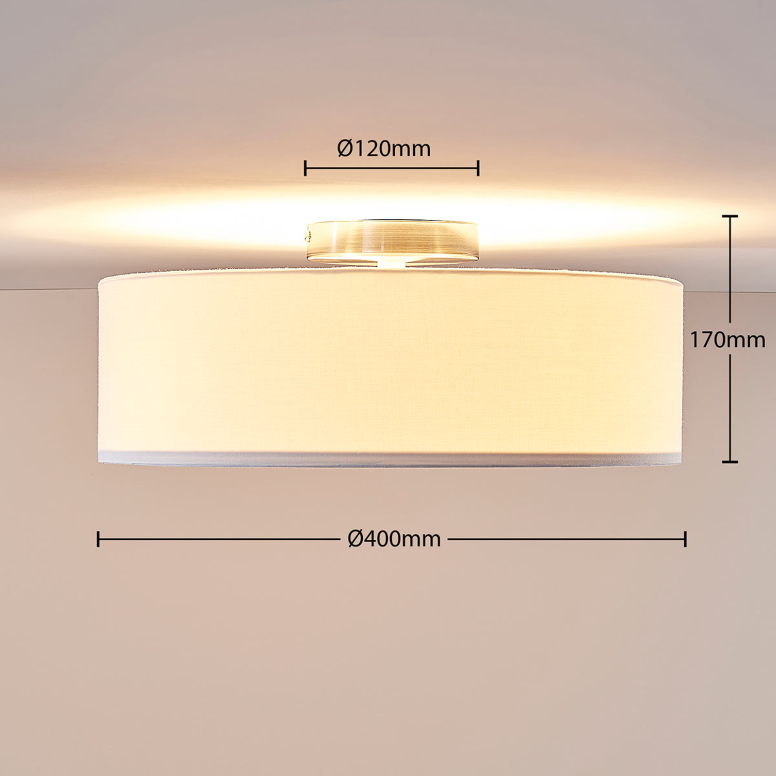 SEBATIN - biała lampa sufitowa z materiału