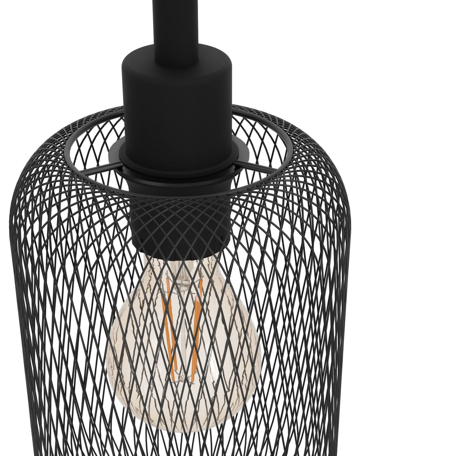 Wrington pendant light, length 74 cm, black, 3-bulb, steel