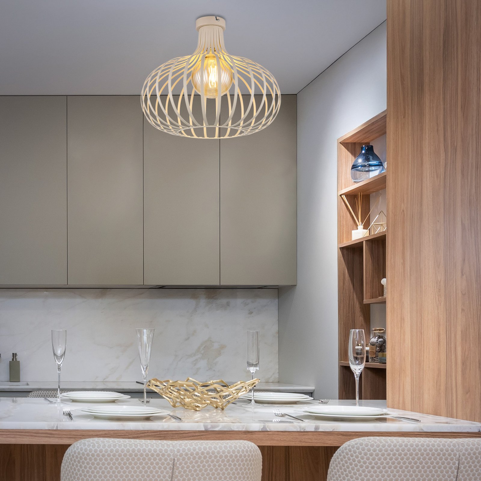 Griestu lampa Mateo, krēmkrāsas/smilškrāsas, metāls, Ø 40 cm Griestu lampa Mateo, krēmkrāsas/smilškrāsas, metāls, Ø 40 cm